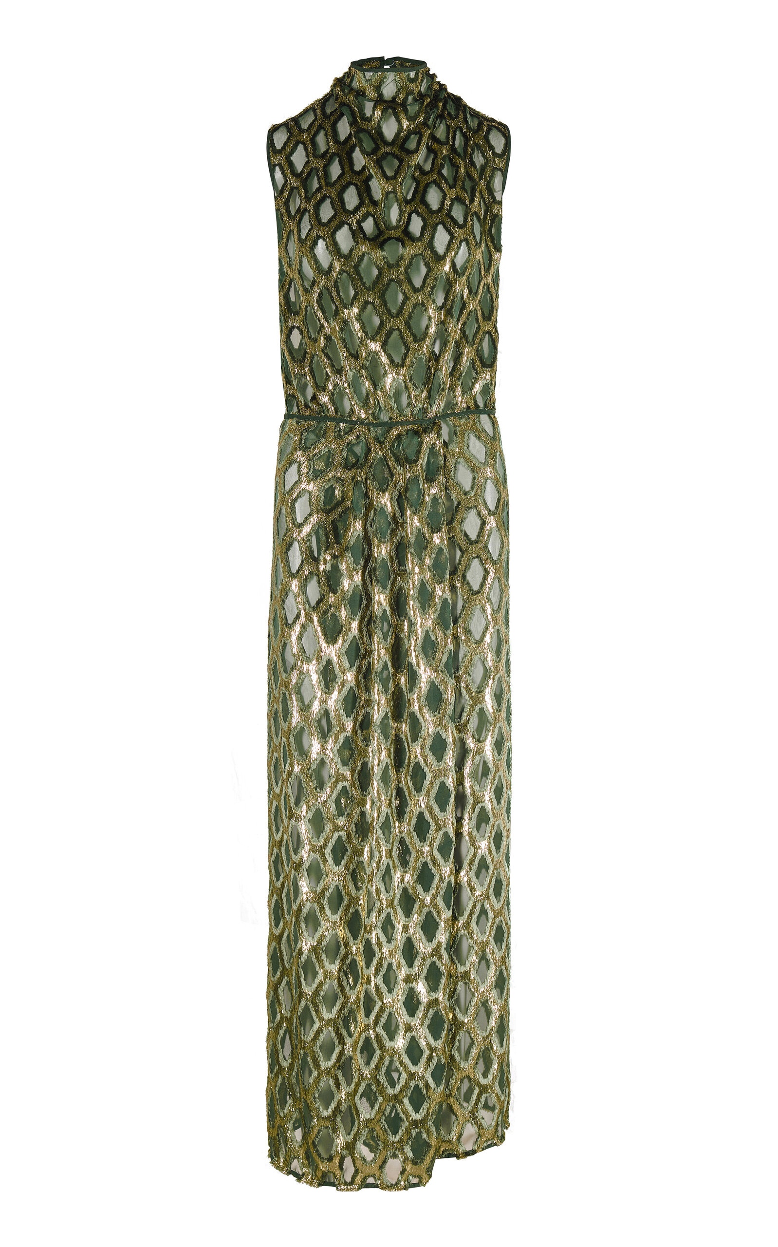 Vie De Boheme Metallic Semi-Sheer Silk Maxi Dress green - 1