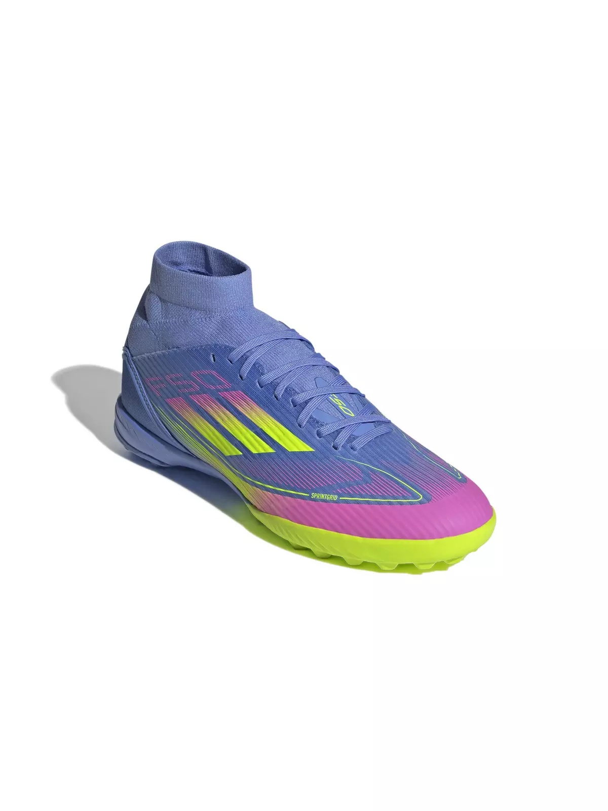 F50 League Mid Turf "Blue Fusion/Lucid Lemon/Lucid Pink" Women's Soccer Shoe - 3