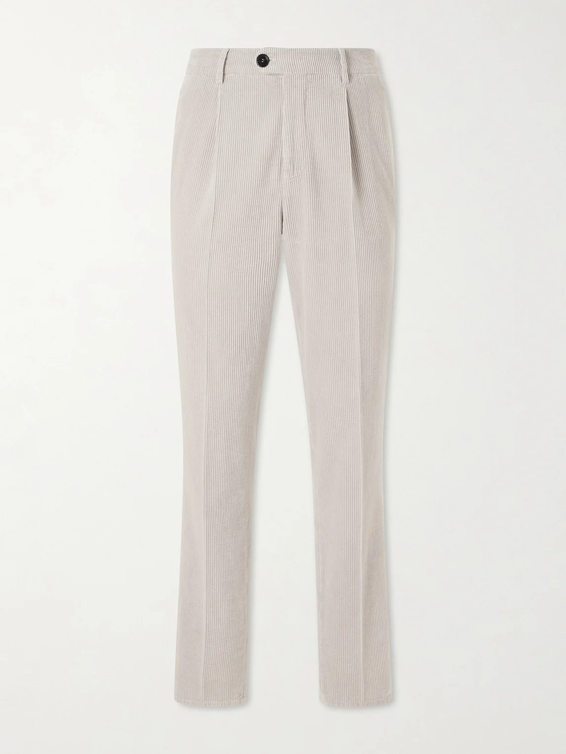 Tapered Pleated Cotton-Corduroy Trousers - 1