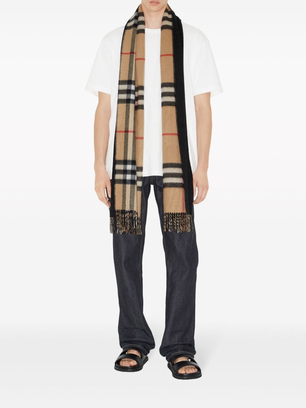 check cashmere reversible scarf - 4