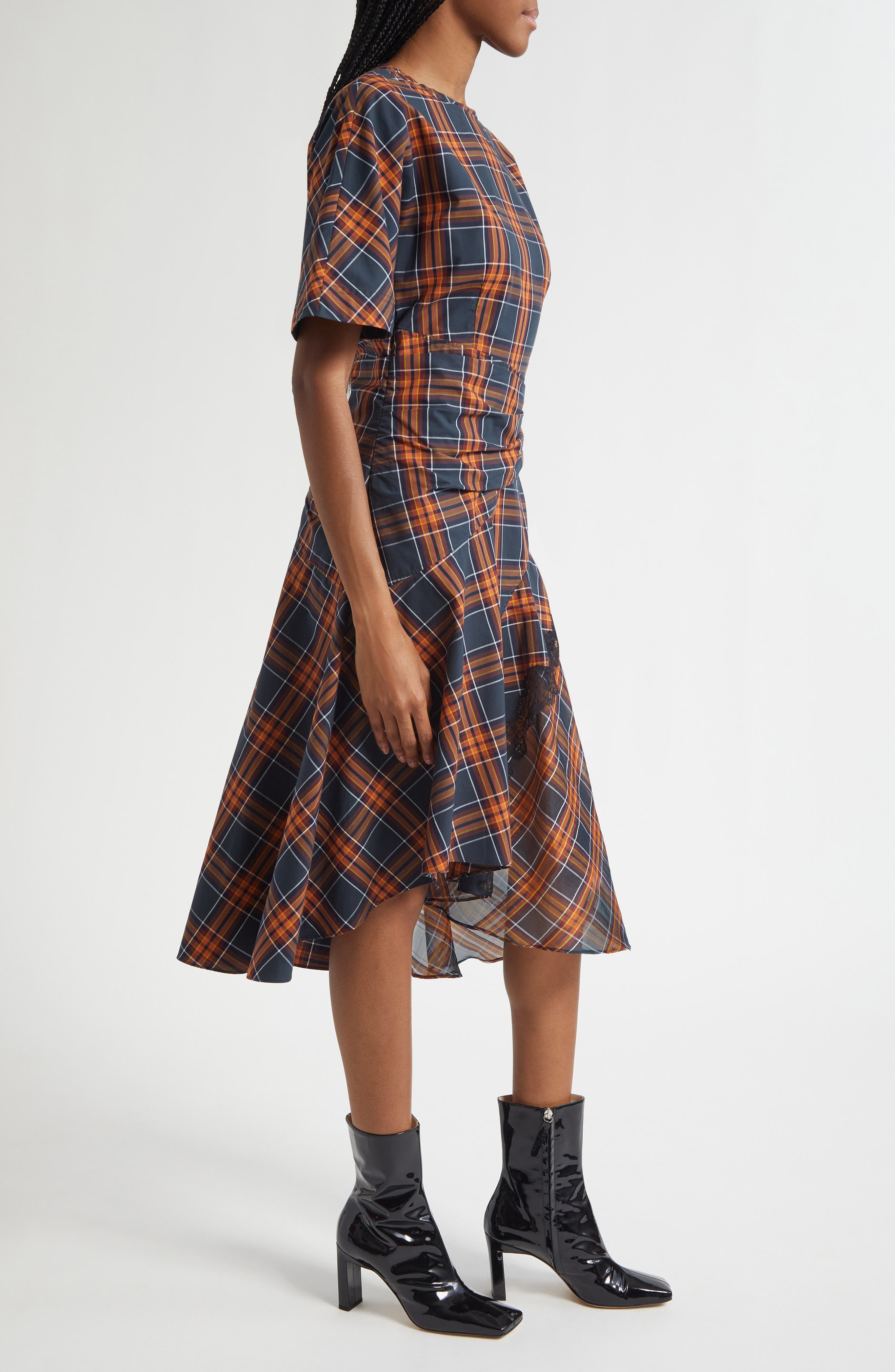 3.1 Phillip Lim Plaid Cotton & Silk Dress in Dusk Multi at Nordstrom - 3