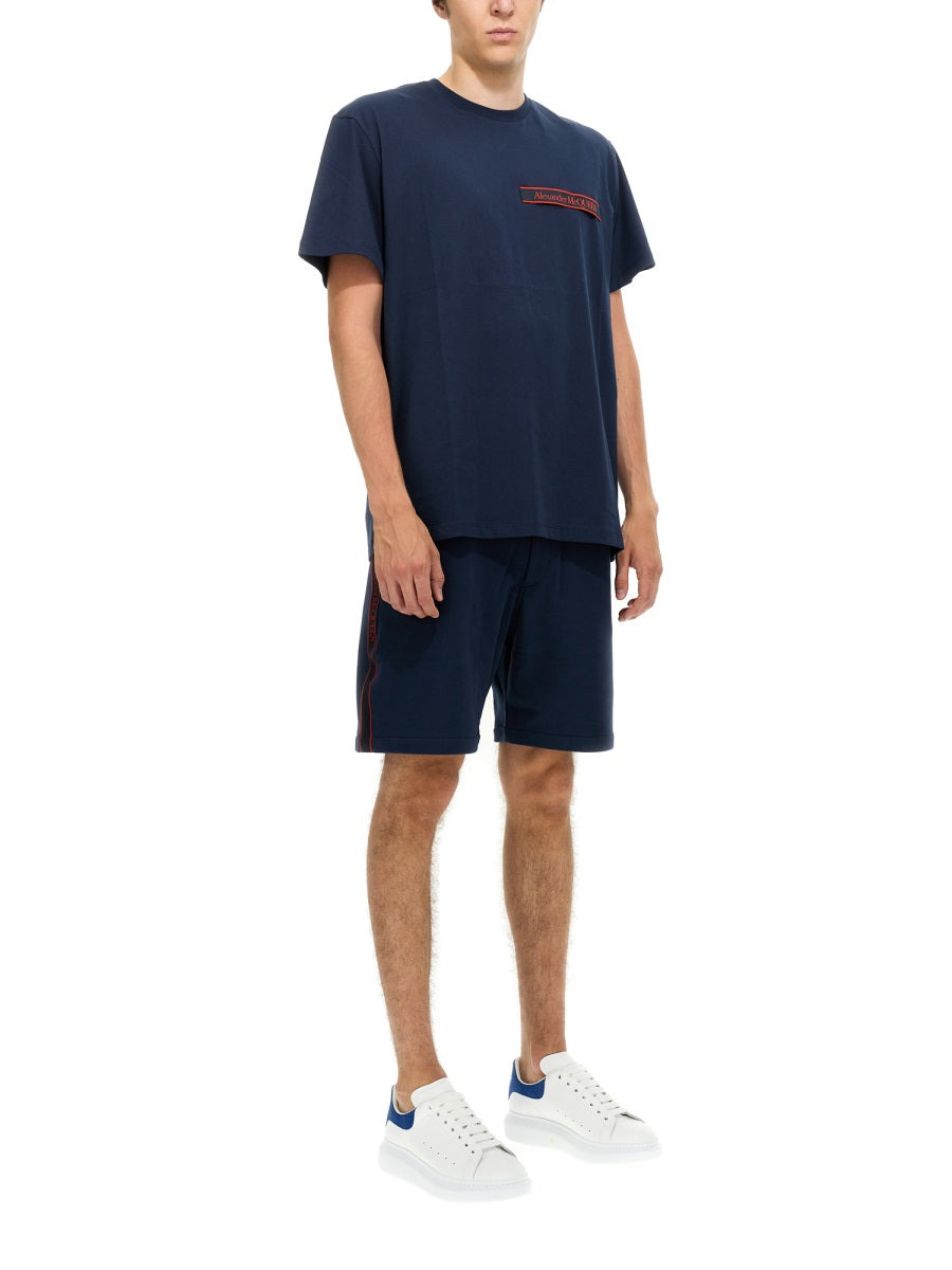Alexander Mcqueen Men Bermuda Shorts With Selvedge Logo Band - 2