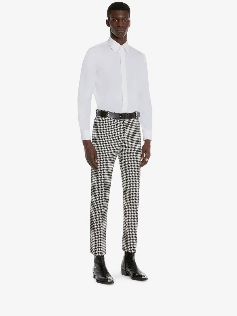 Men's Dogtooth Cigarette Trousers in White/black - 3