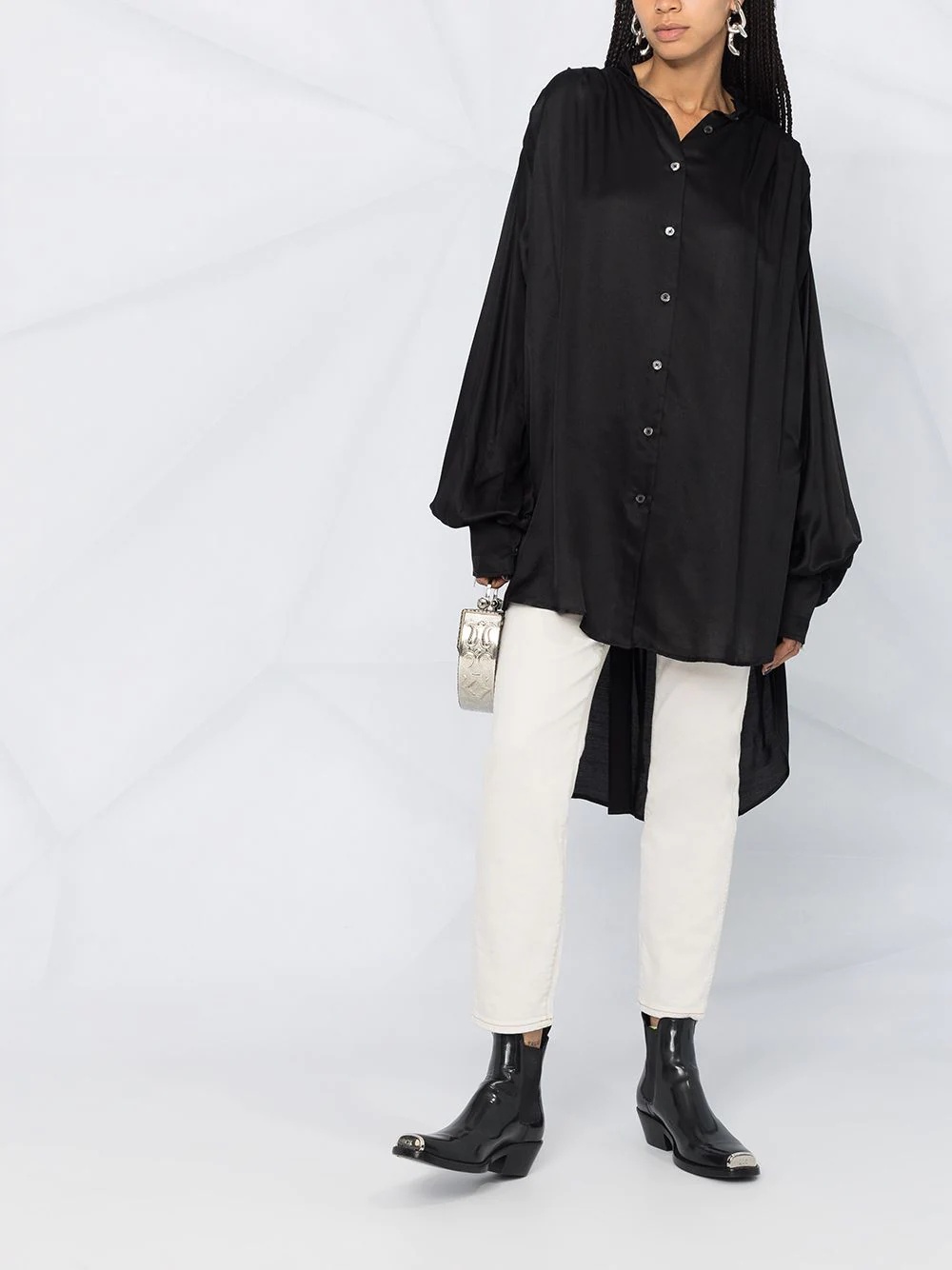 gathered-back longsleeved blouse - 2