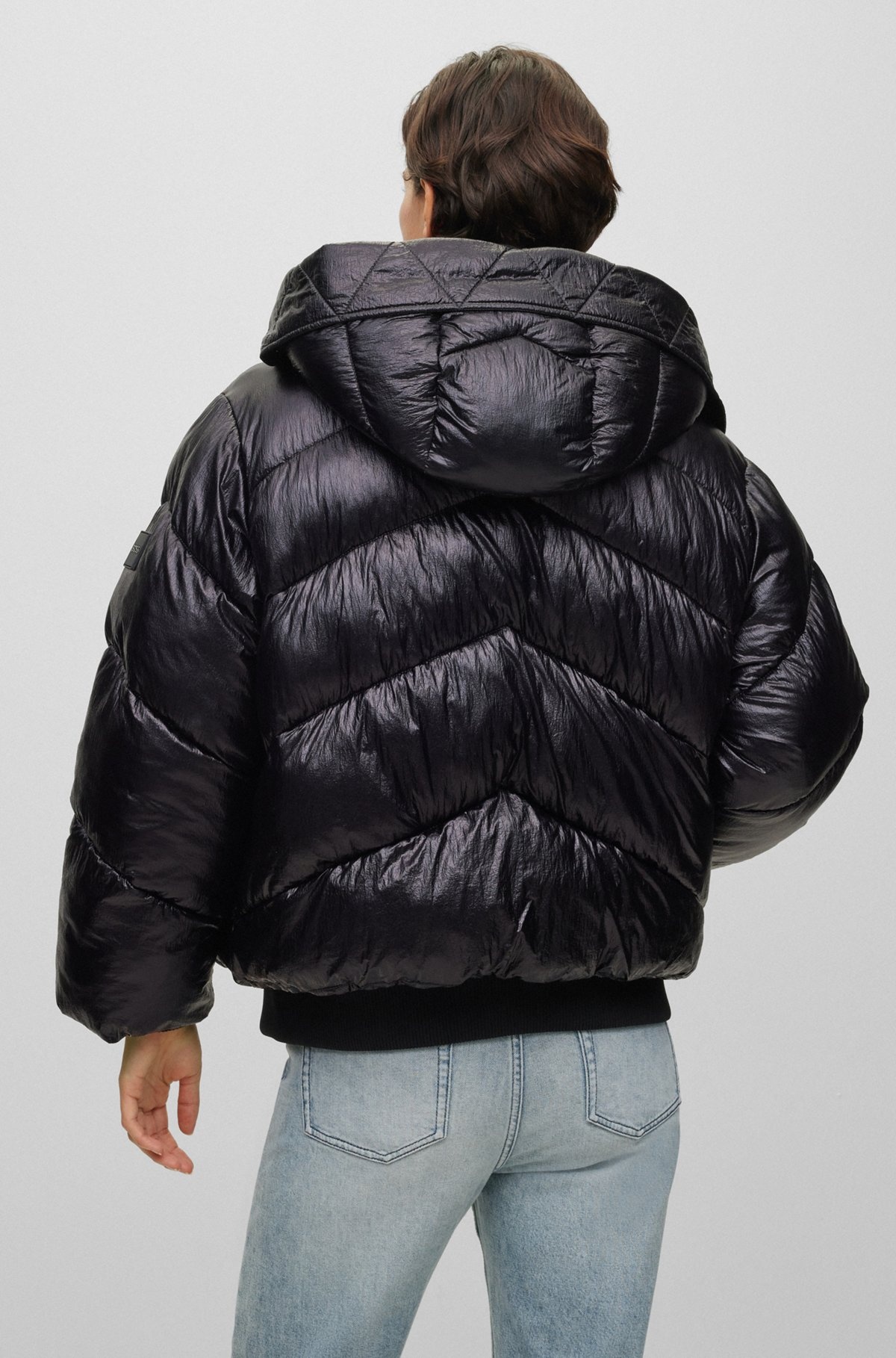 HOODED PUFFER JACKET WITH METALLIC EFFECT - 4