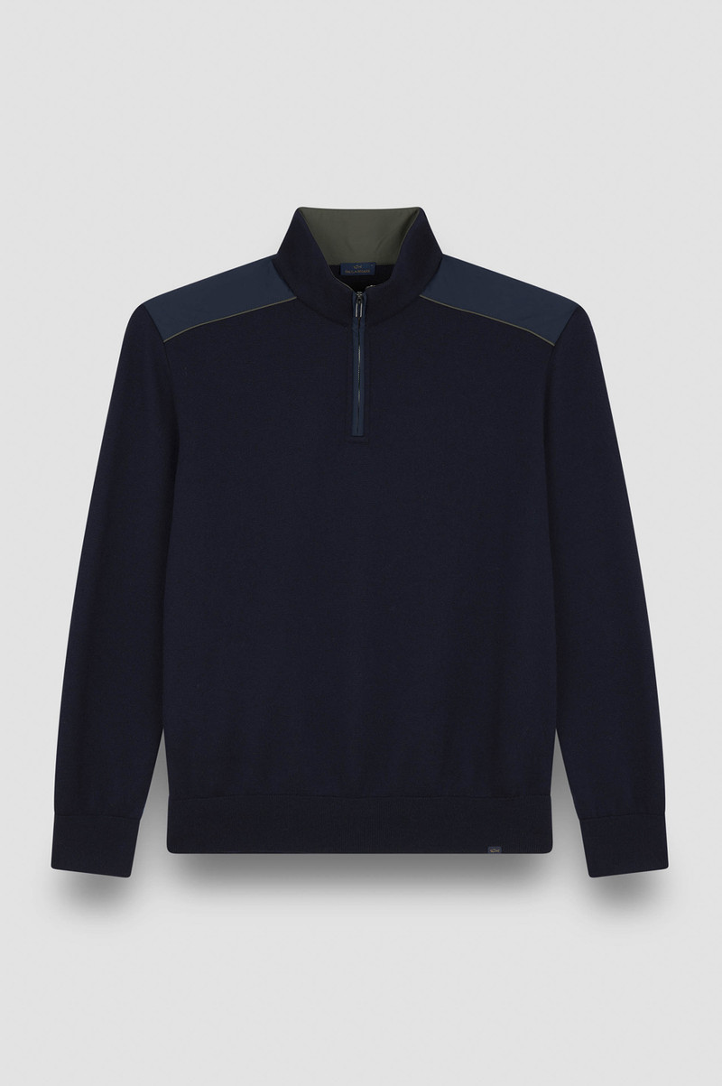 SOFT COOL TOUCH WOOL HALF ZIP SWEATER WITH TYPHOON® PLATINUM DETAILS 1