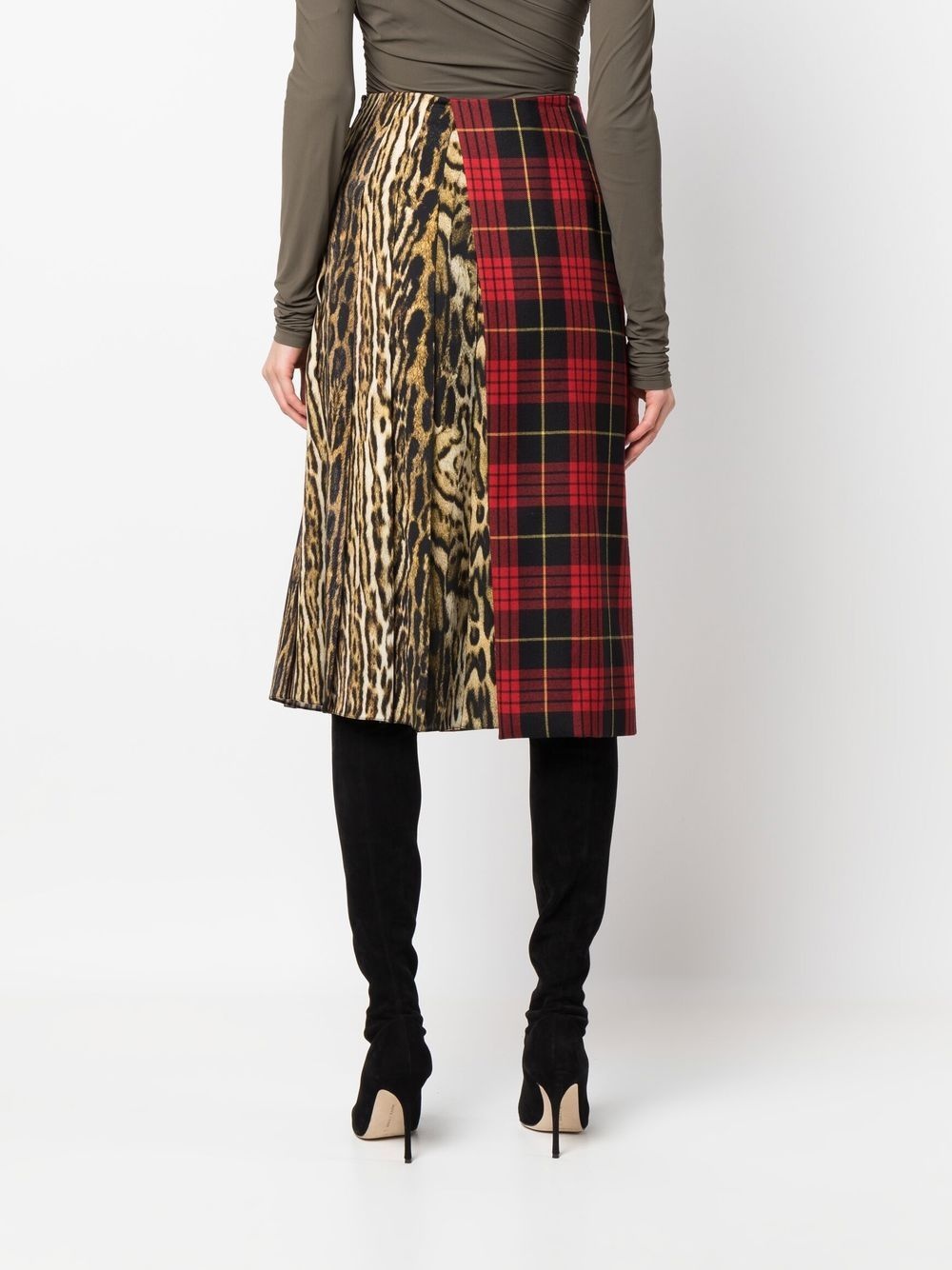 mix-print midi skirt - 4