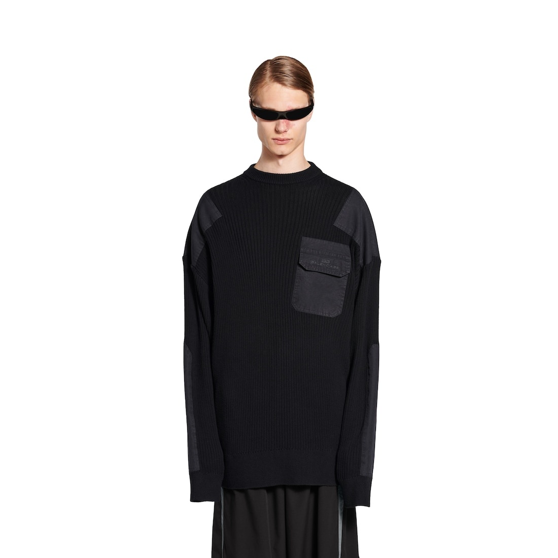 Men's Military Sweater in Black - 5