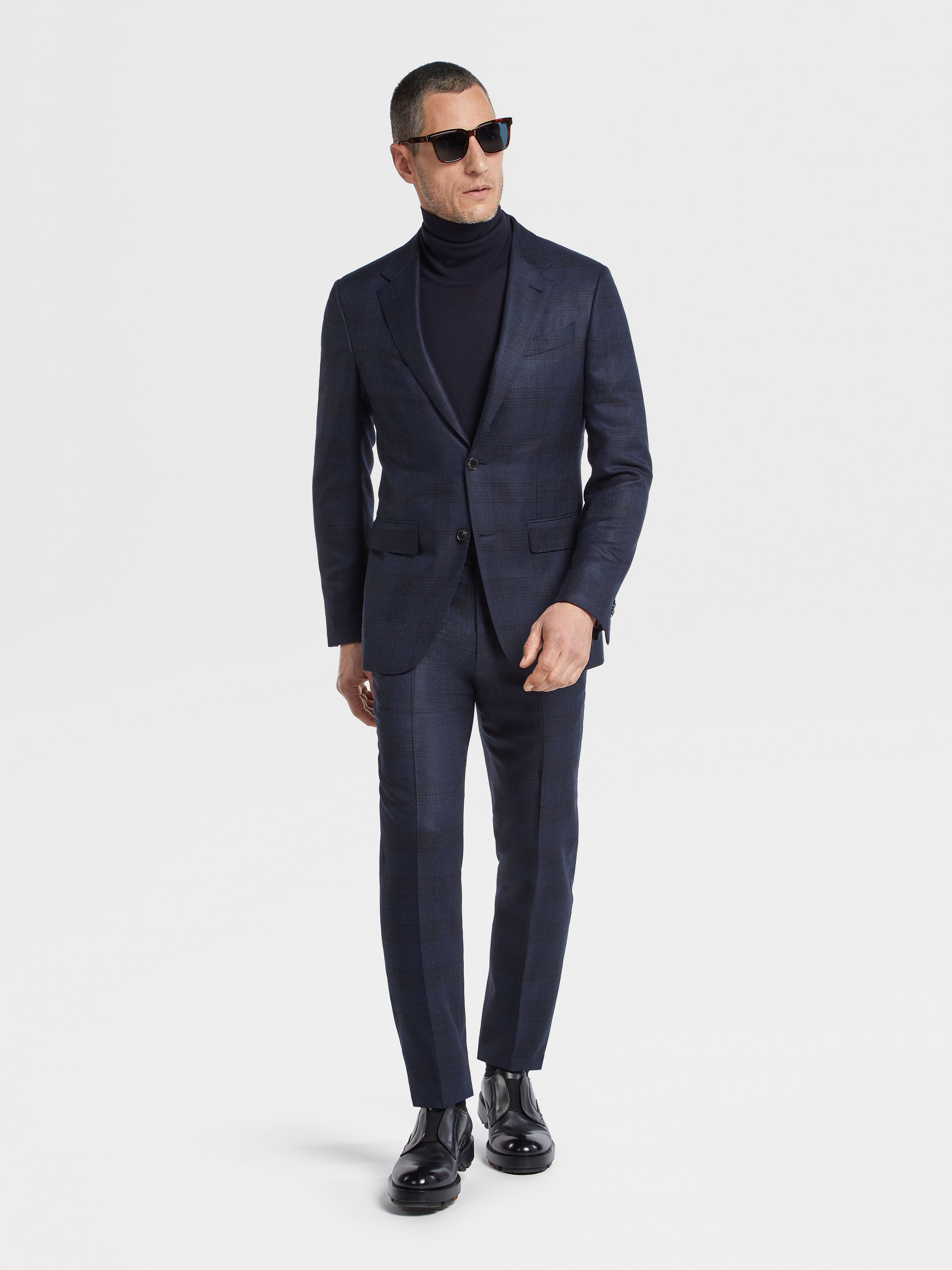 DARK BLUE AND BLACK OASI CASHMERE SUIT - 2