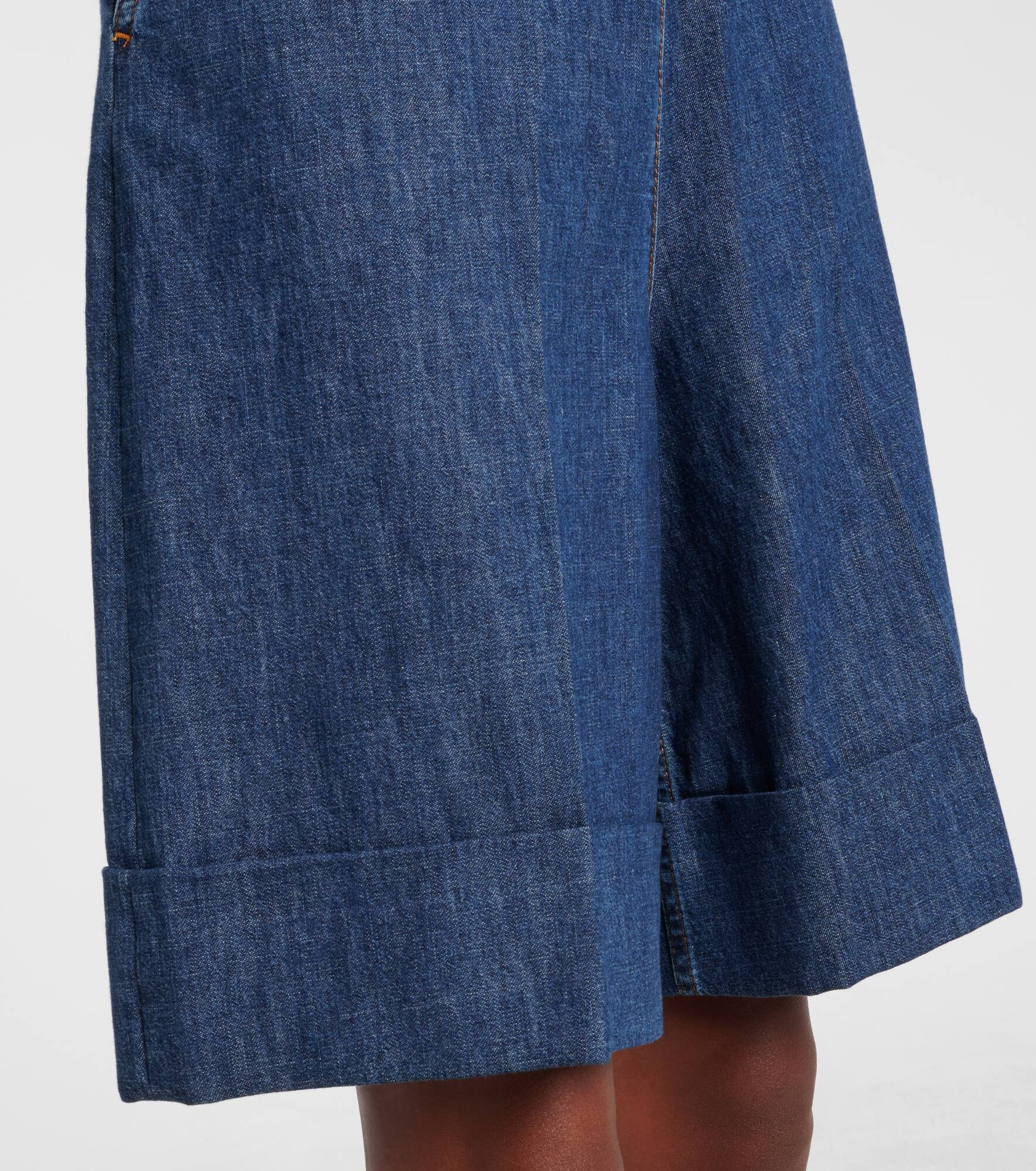 Bow-detail chambray Bermuda shorts - 5