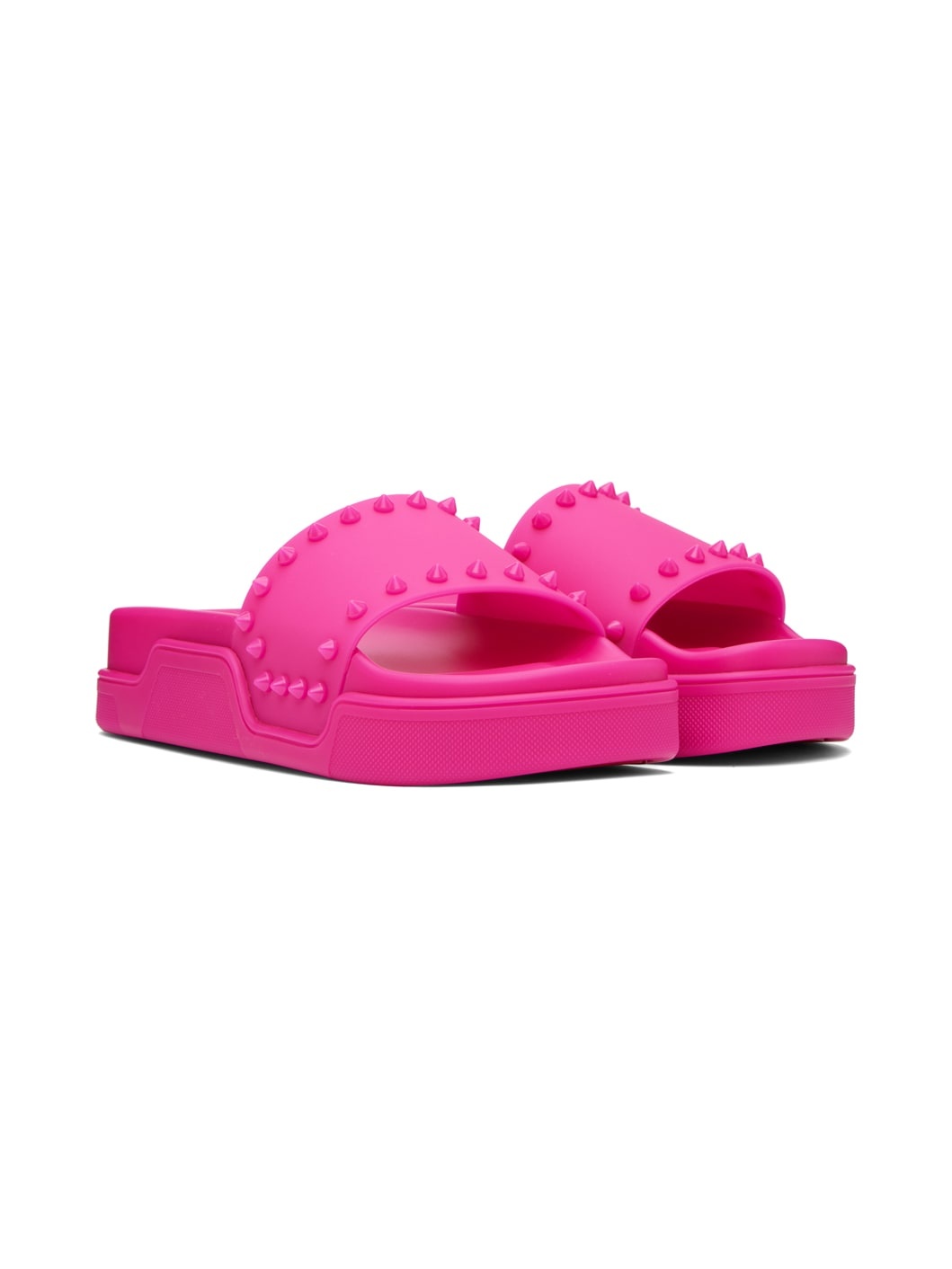 Pink Loubi studded rubber flip flops, Christian Louboutin