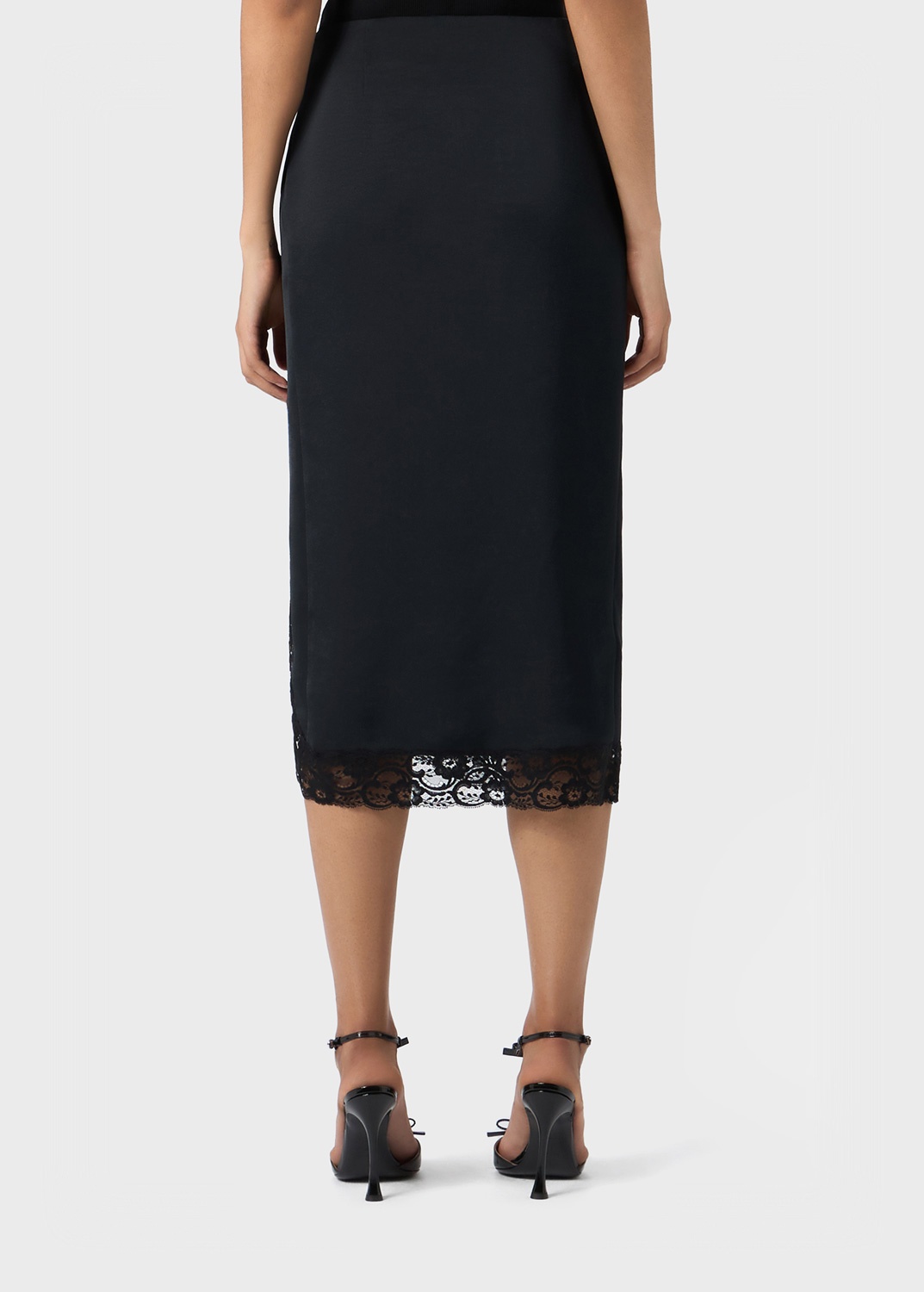 ASYMMETRIC SKIRT WITH LACE TRIMMED HEM - 4