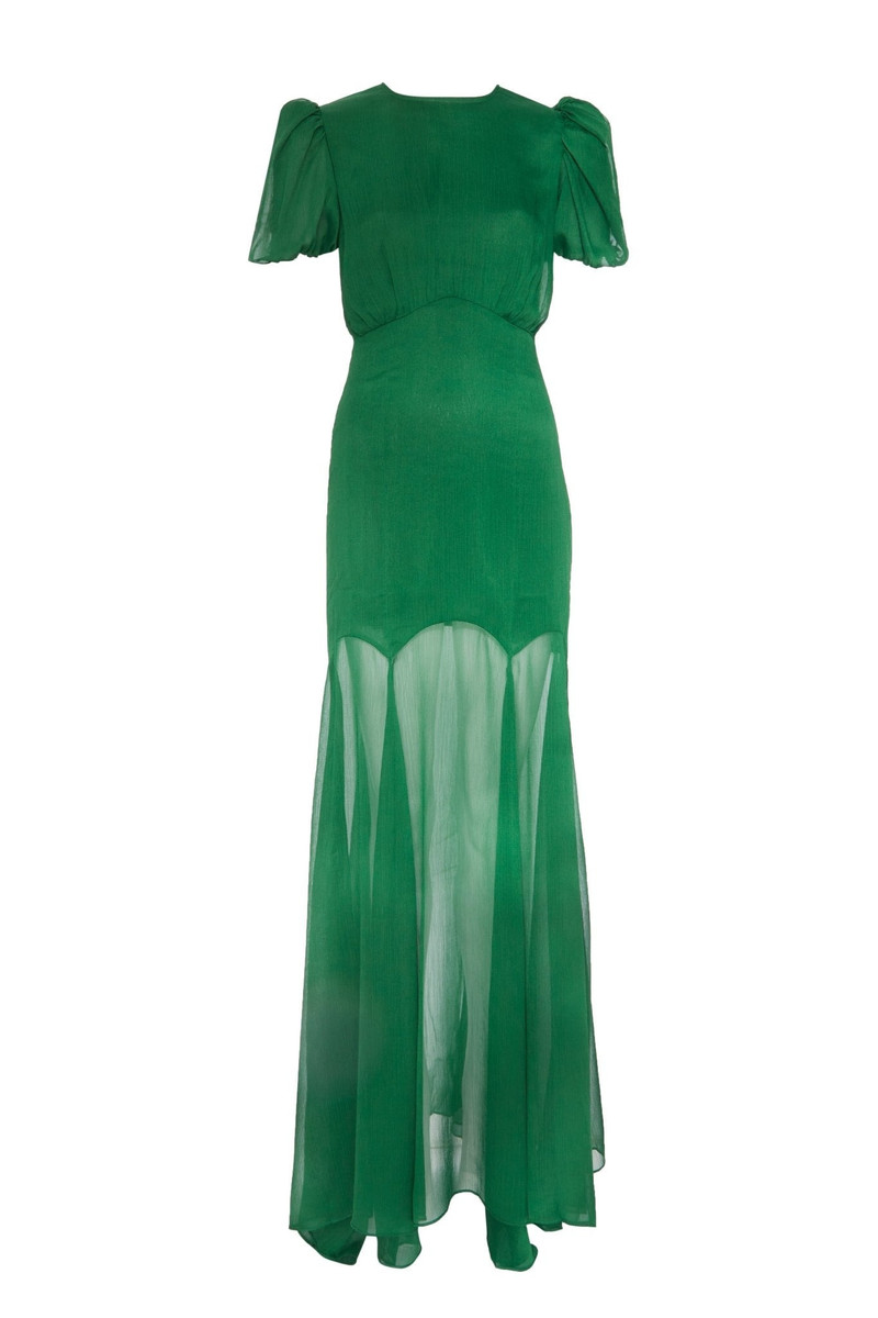 De La Vali AGUA MAXI DRESS IN DARK GREEN CRINKLE CHIFFON outlook