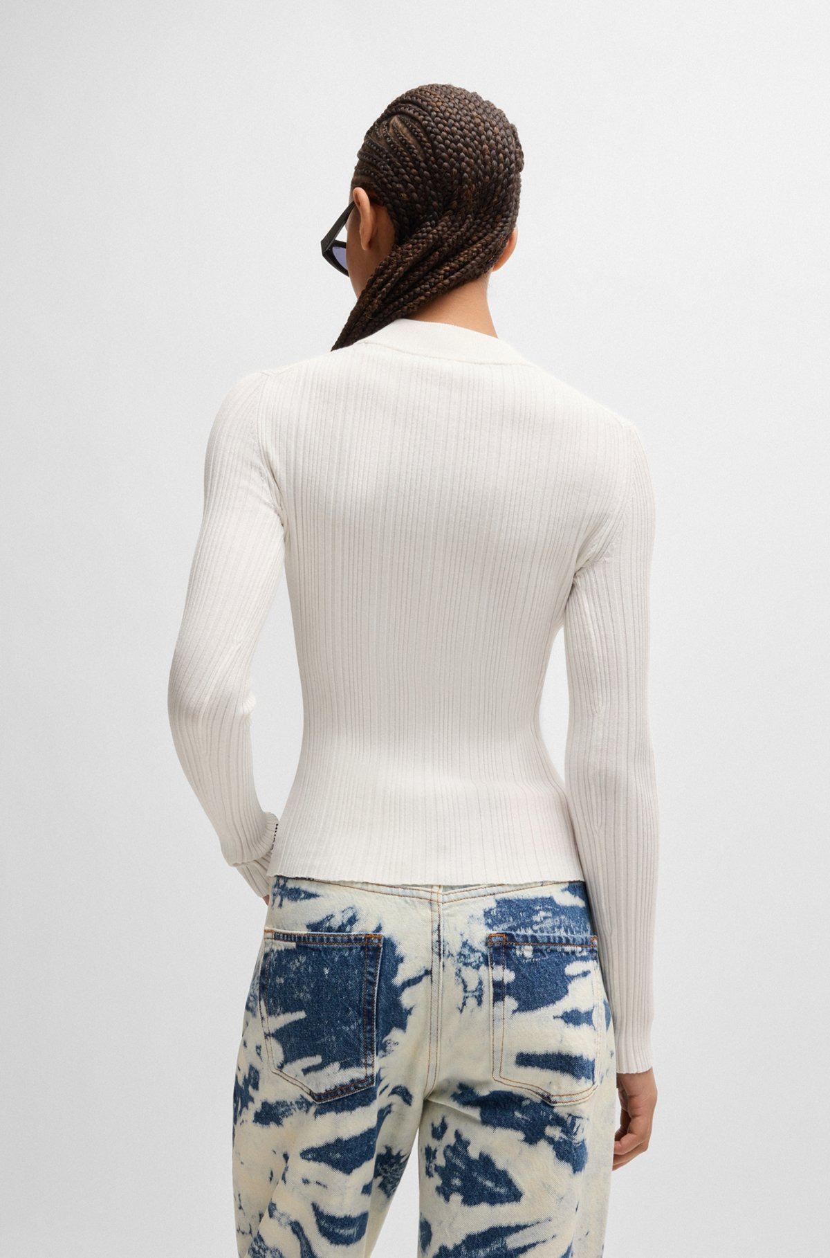 SLIM-FIT SWEATER WITH IRREGULAR RIBBED STRUCTURE - 4