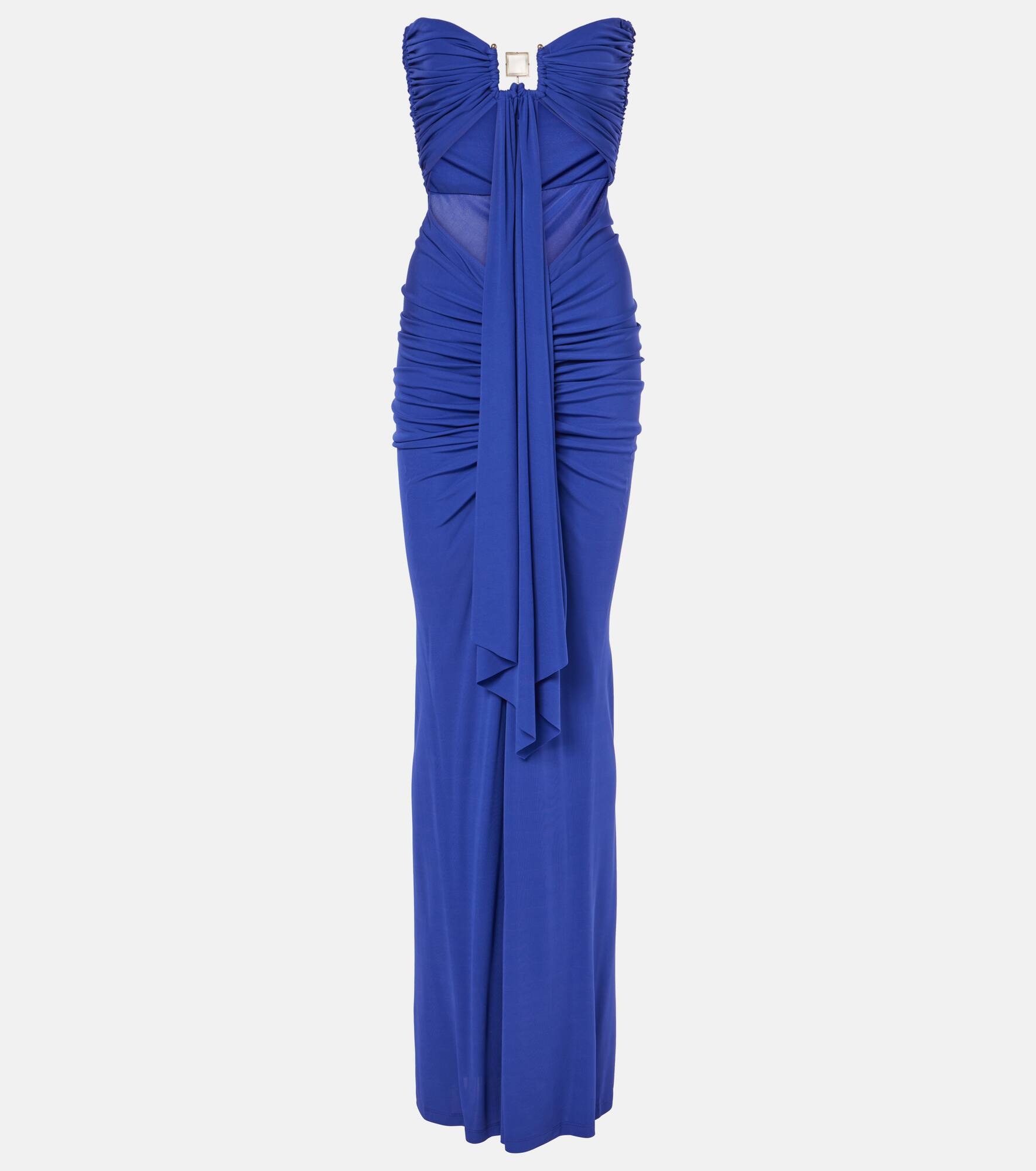 Embellished draped jersey gown - 1