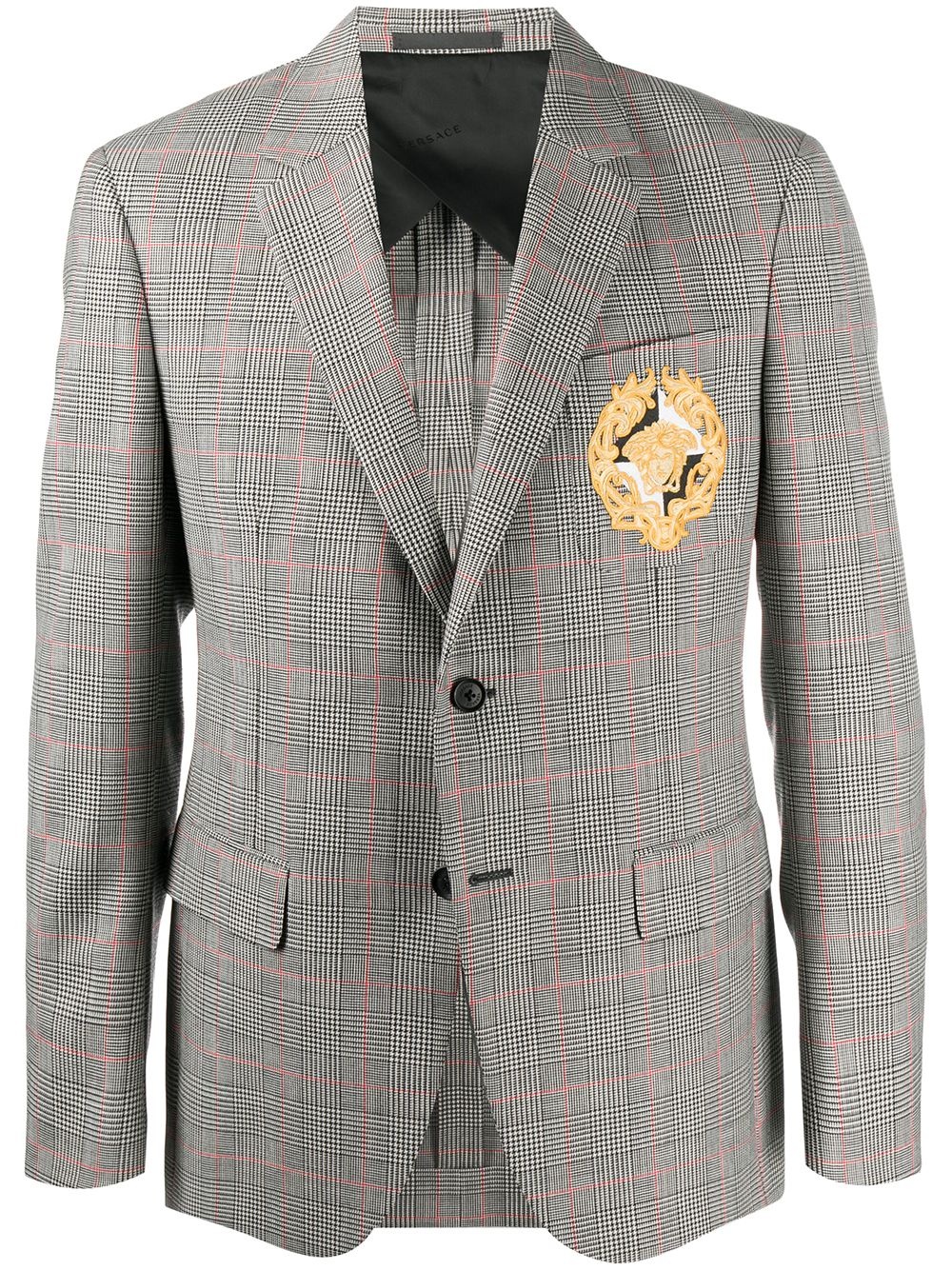 Medusa patch checked blazer - 1