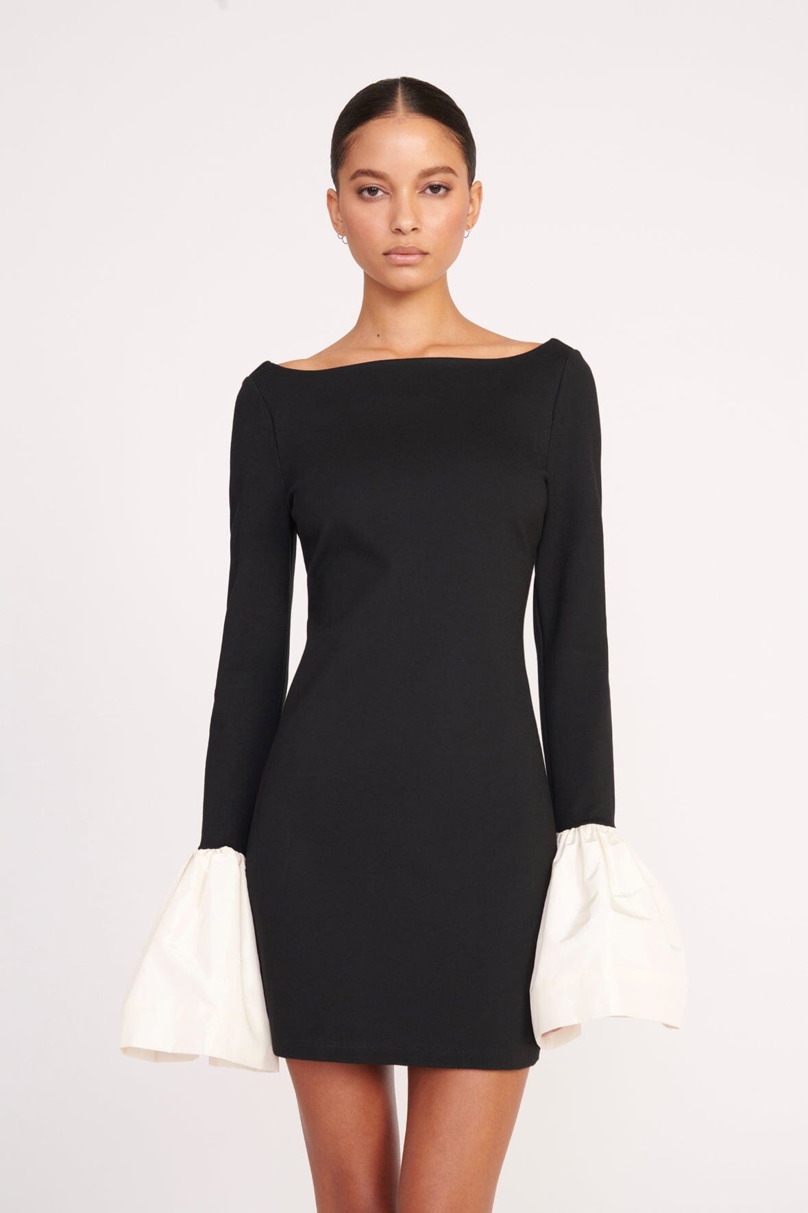 STAUD HAWTHORNE DRESS BLACK IVORY - 5