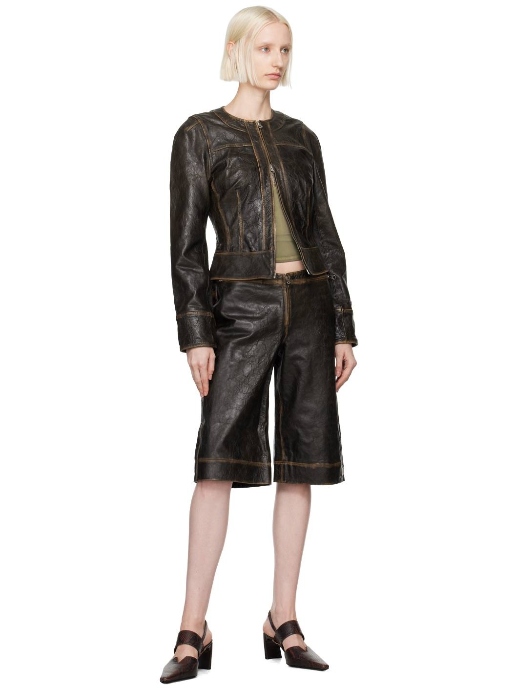 Brown SLK Leather Jacket - 5