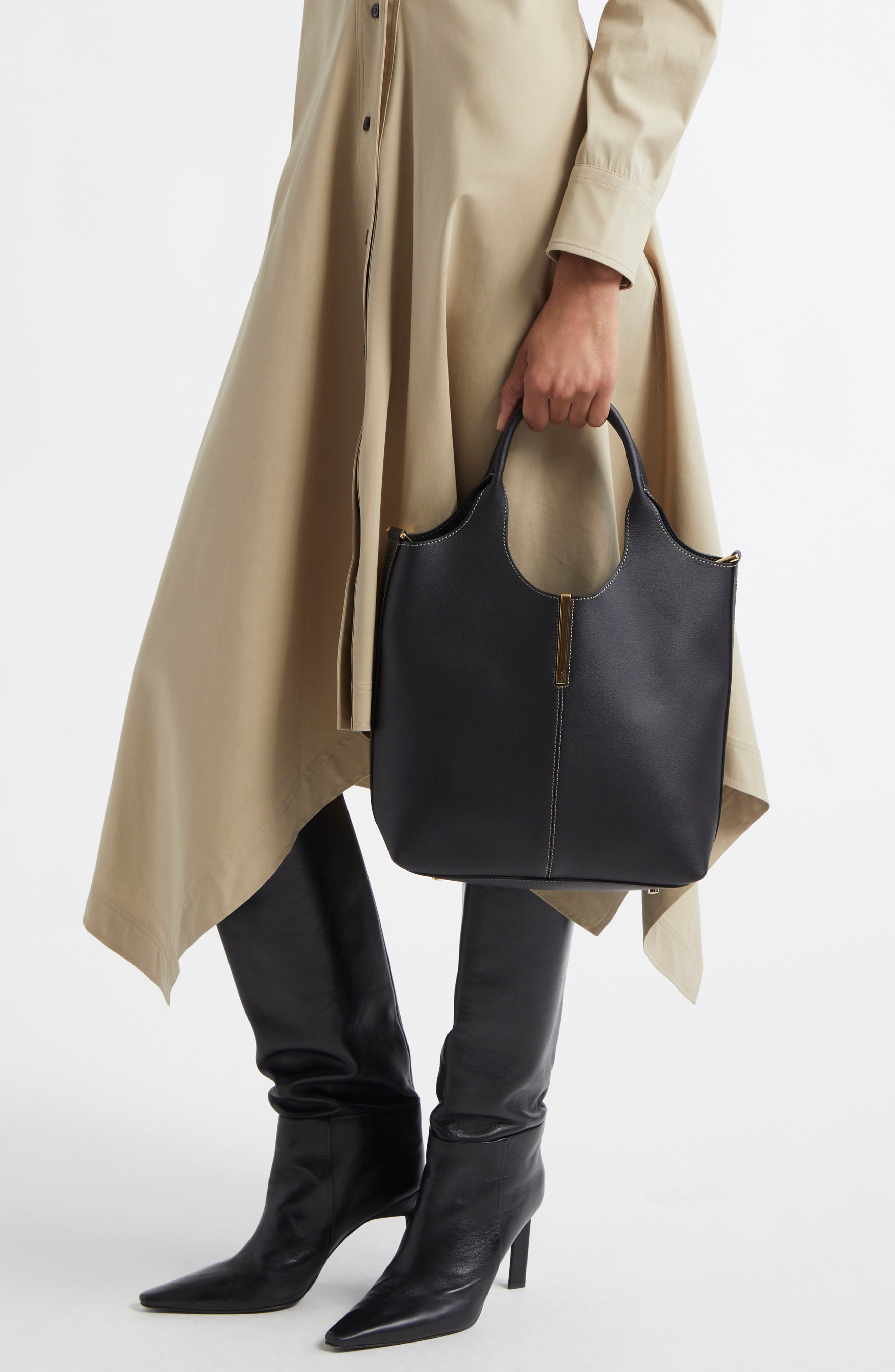 Tod's Small Ebr Top Handle Leather Tote in Nero at Nordstrom - 3