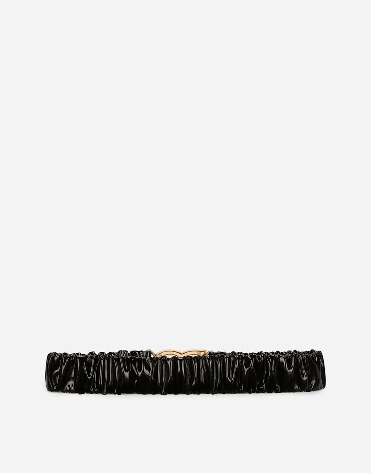Elasticated and gathered patent leather belt with DG logo - 2