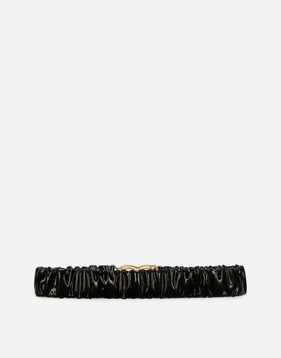 Dolce & Gabbana Elasticated and gathered patent leather belt with DG logo outlook