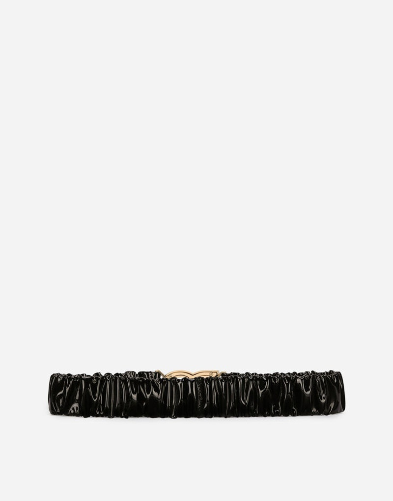 Dolce & Gabbana Elasticated and gathered patent leather belt with DG logo outlook