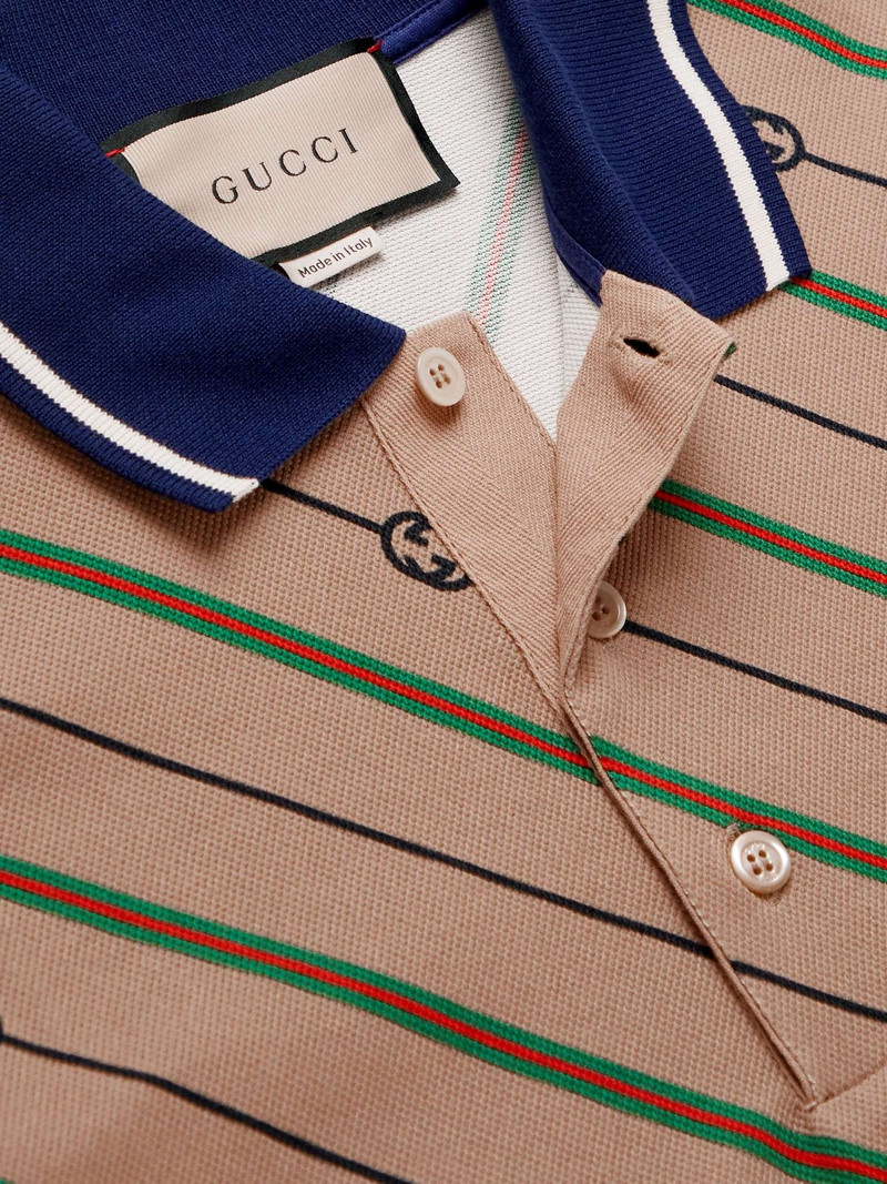 Striped Printed Cotton-Blend Piqué Polo Shirt 5