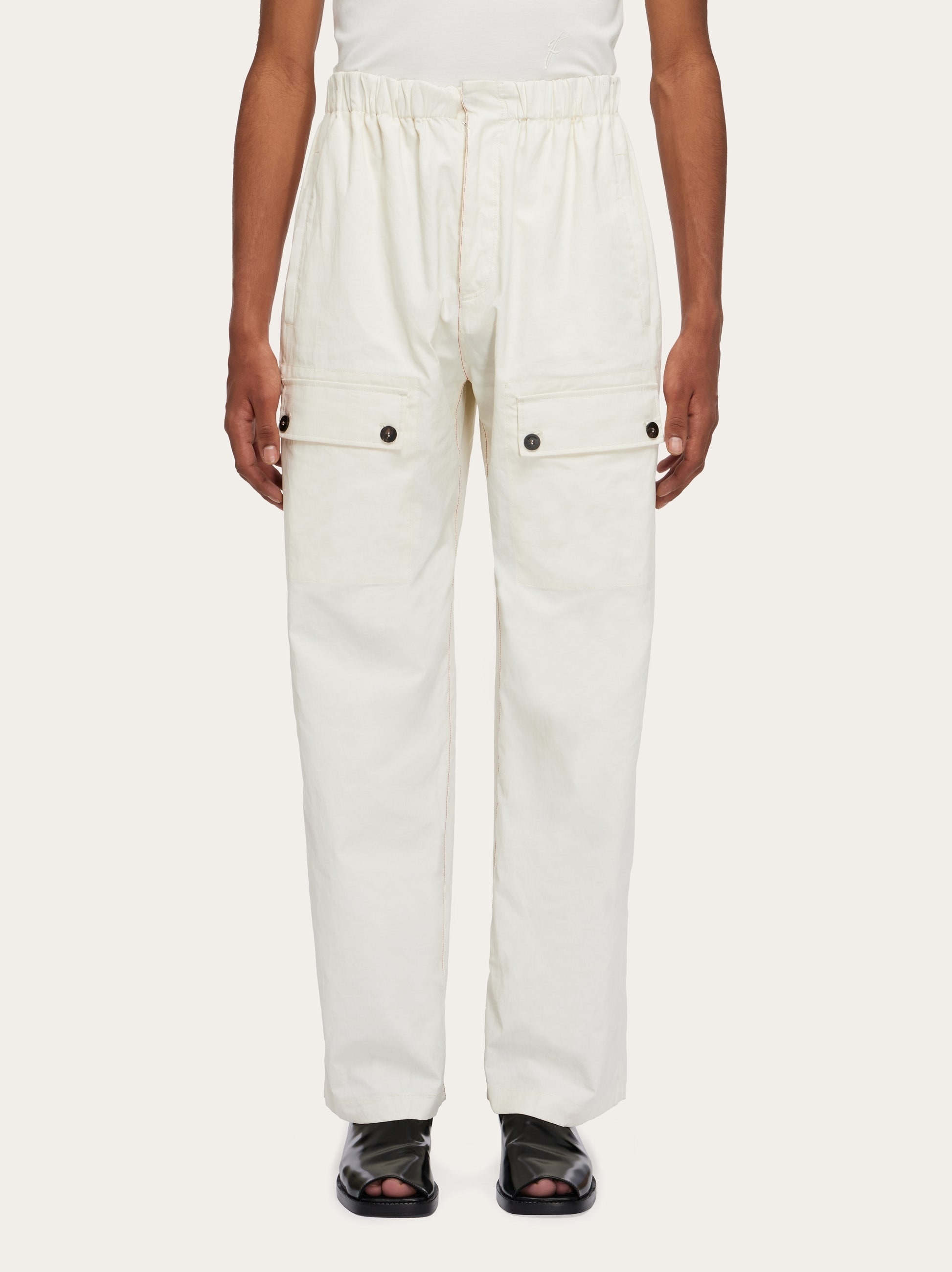 Drawstring linen trouser with applied pockets - 2