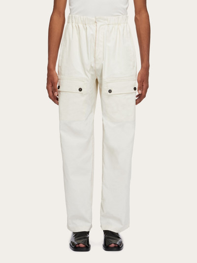 FERRAGAMO Drawstring linen trouser with applied pockets outlook
