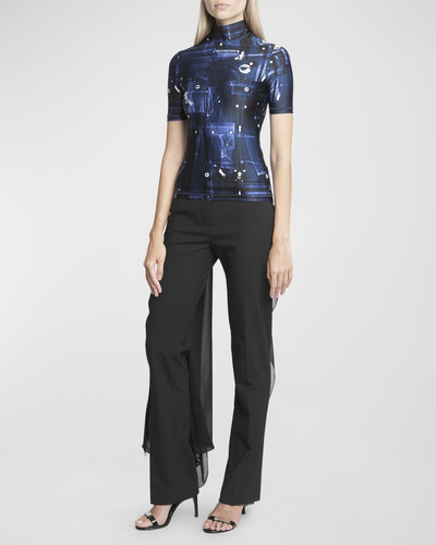 COPERNI Abstract-Print Mock-Neck Short-Sleeve Fitted Top outlook