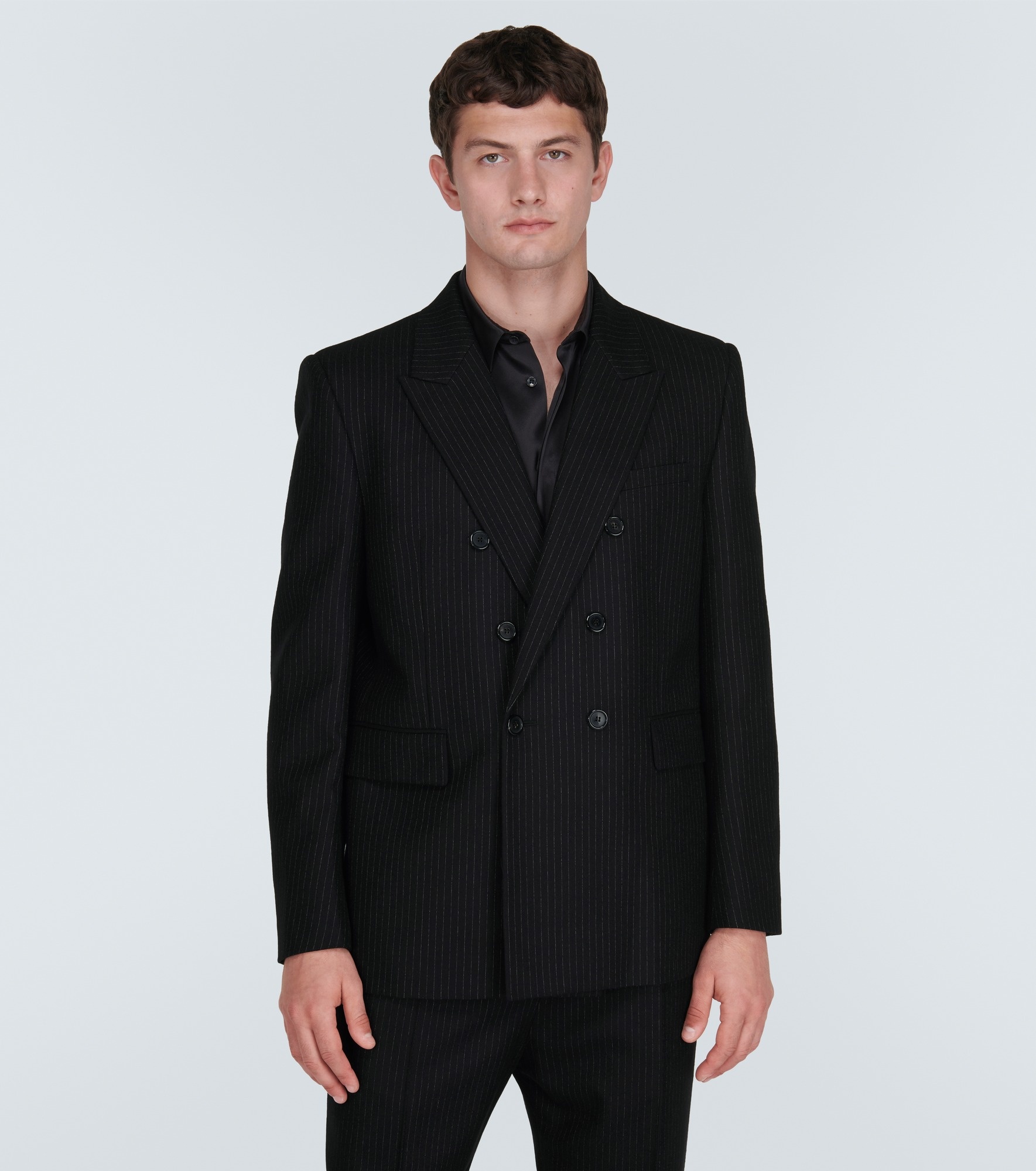 Pinstripe wool flannel suit jacket - 3