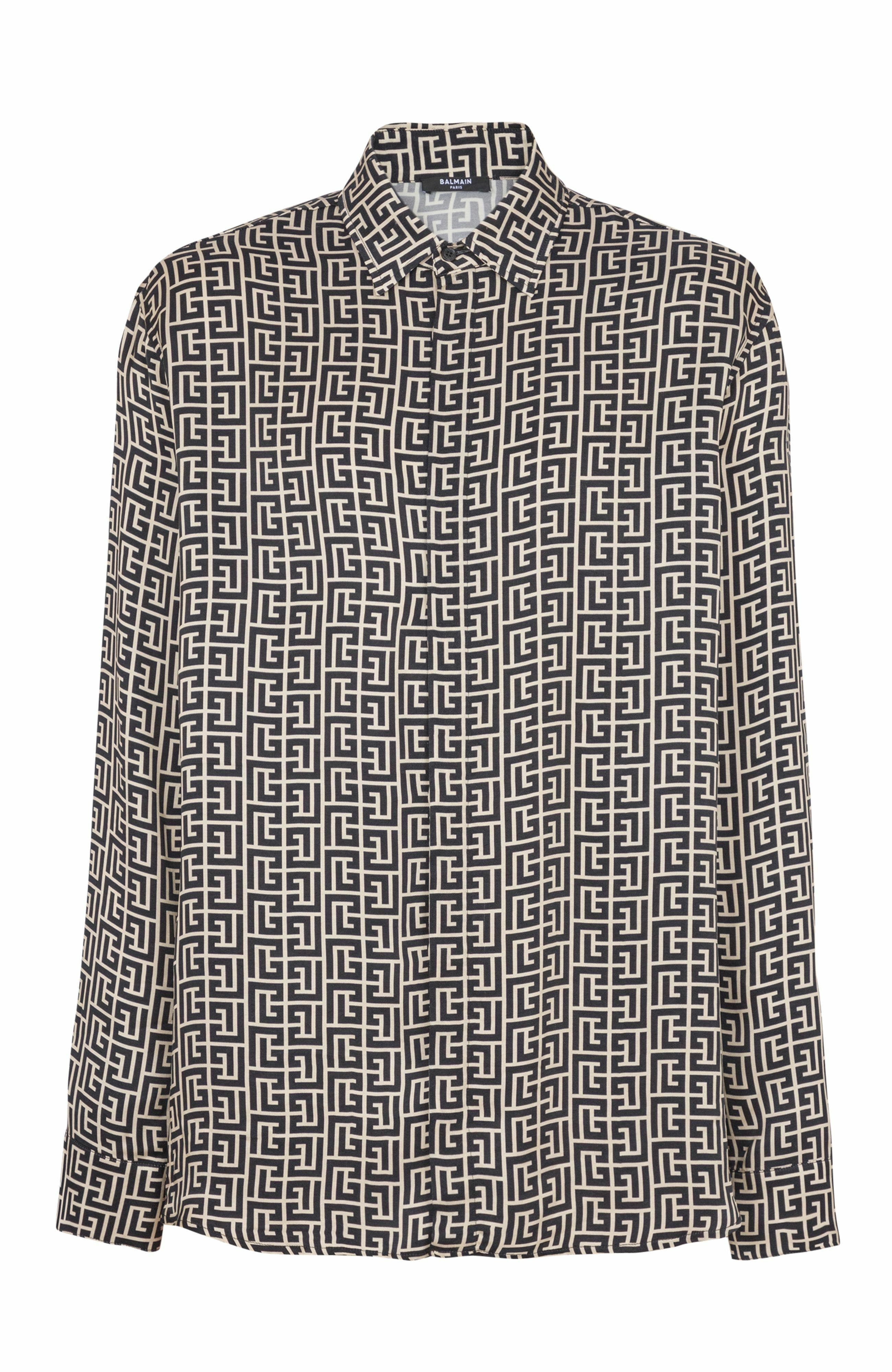 Balmain Monogrammed flowing shirt in Black at Nordstrom - 1
