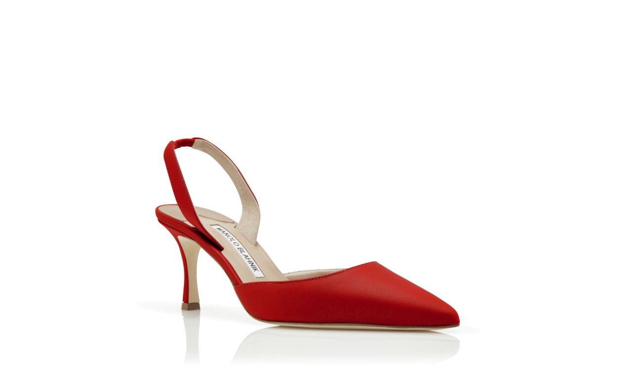 Red Nappa Leather Slingback Pumps - 3