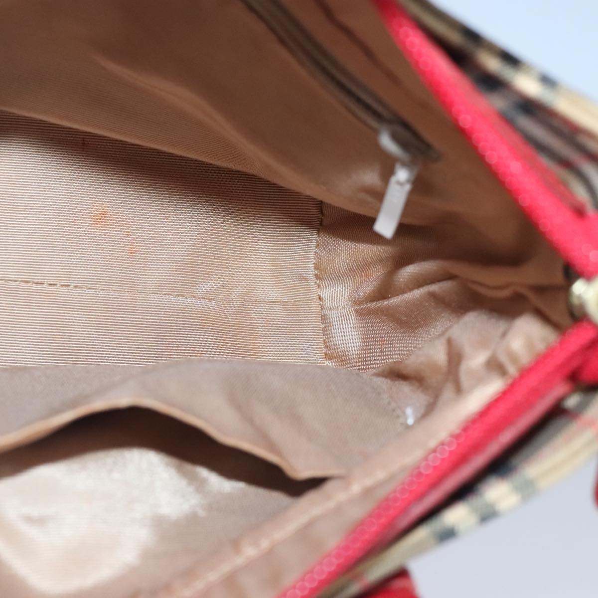 Burberry Nova Check Hand Bag Canvas Beige Red - 16