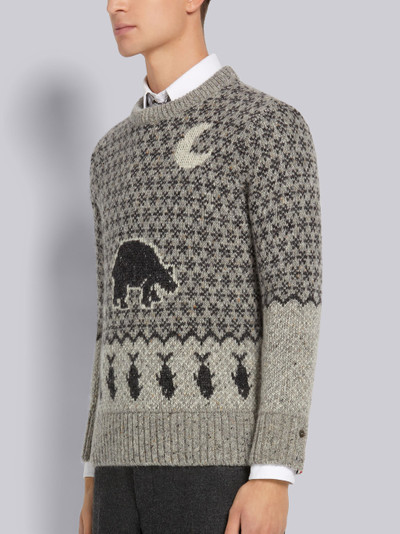 Thom Browne Tonal Grey Mohair Tweed Fair Isle Jacquard Relaxed Fit Crew Neck outlook