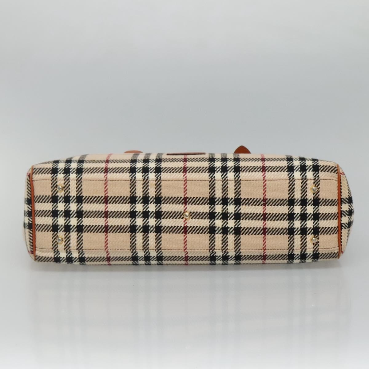 Burberry Nova Check Hand Bag Wool Beige Gold - 5