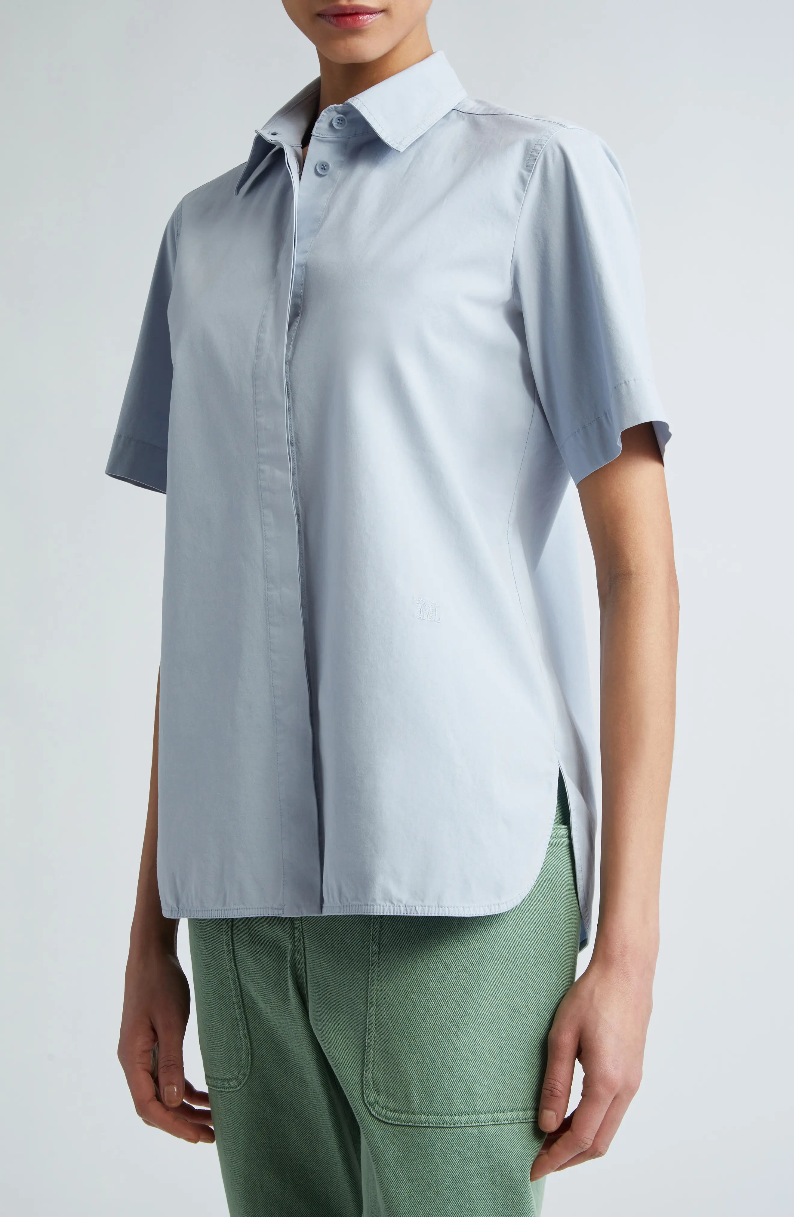 Max Mara Adunco Short Sleeve Stretch Cotton Shirt