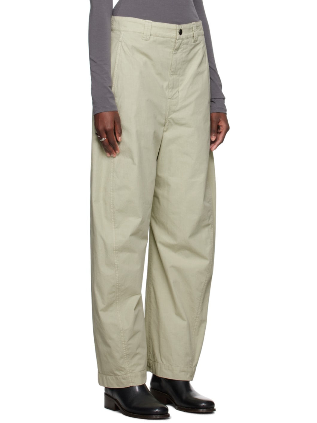 Green Twisted Chino Trousers - 2