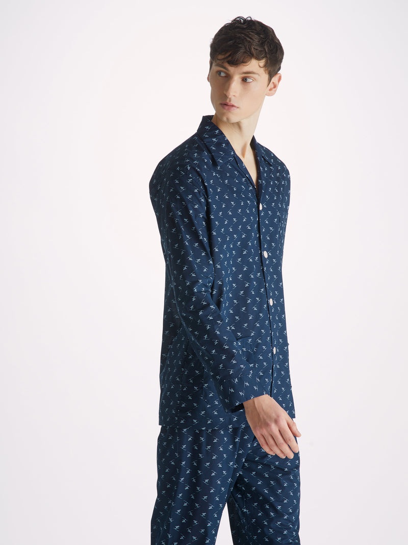 Men's Classic Fit Pyjamas Nelson 95 Cotton Batiste Blue - 2