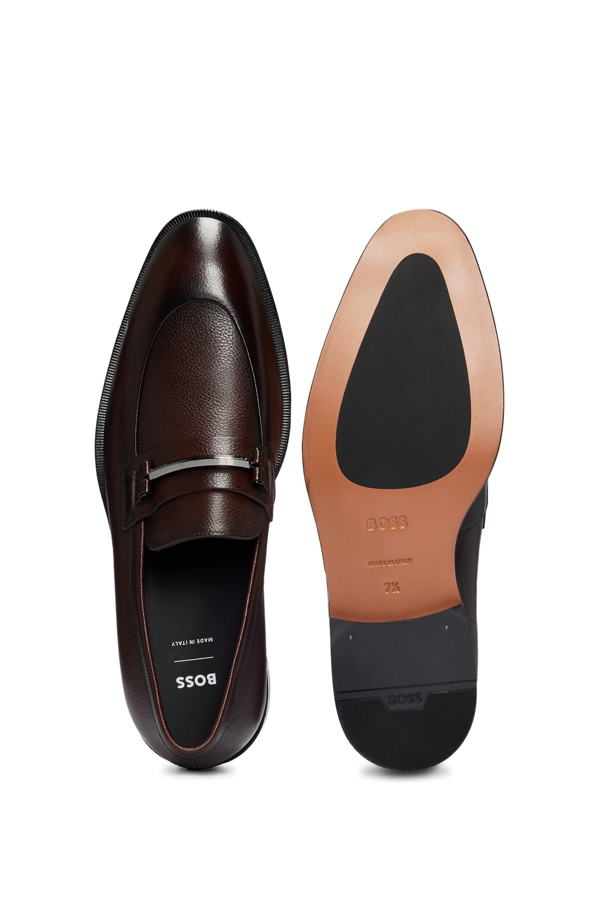 GRAINED-LEATHER LOAFERS WITH BRANDED TRIM AND APRON TOE - 4
