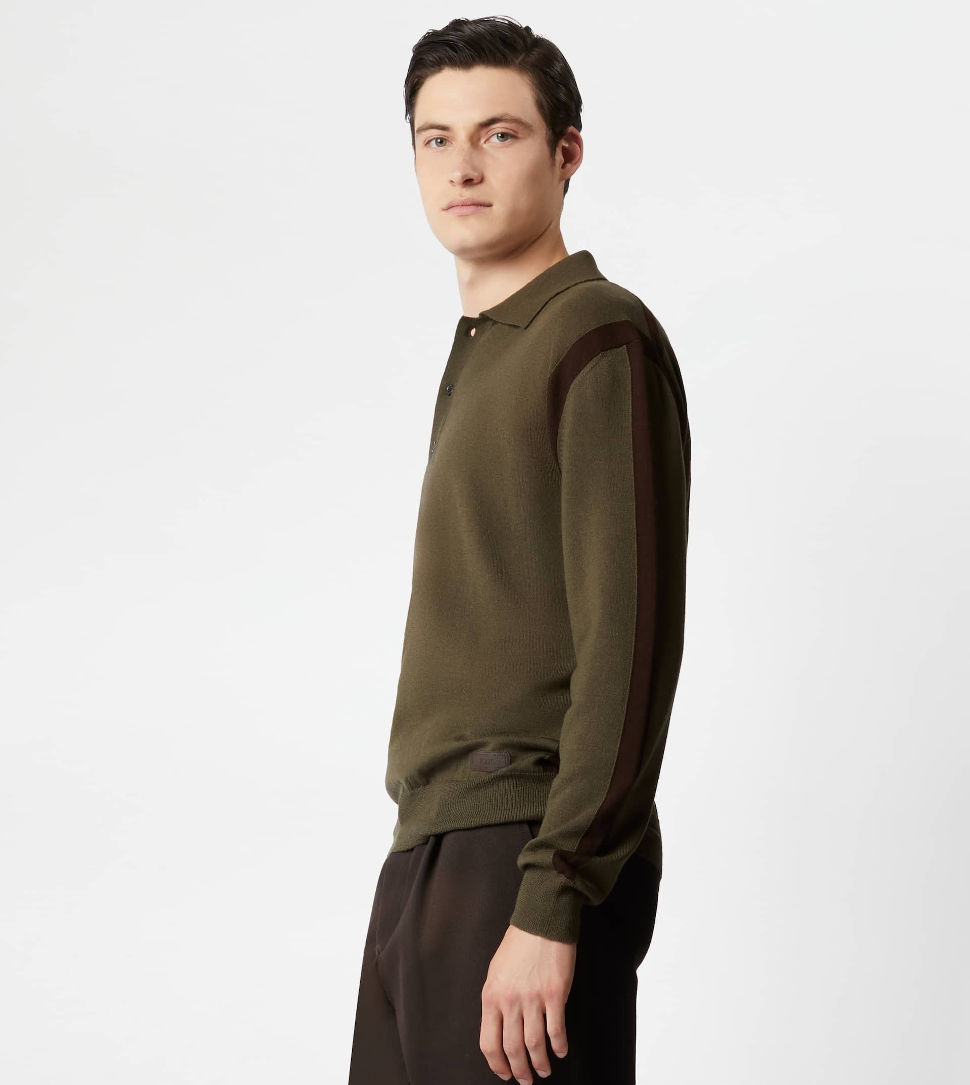 POLO SHIRT IN WOOL - GREEN, BROWN - 2