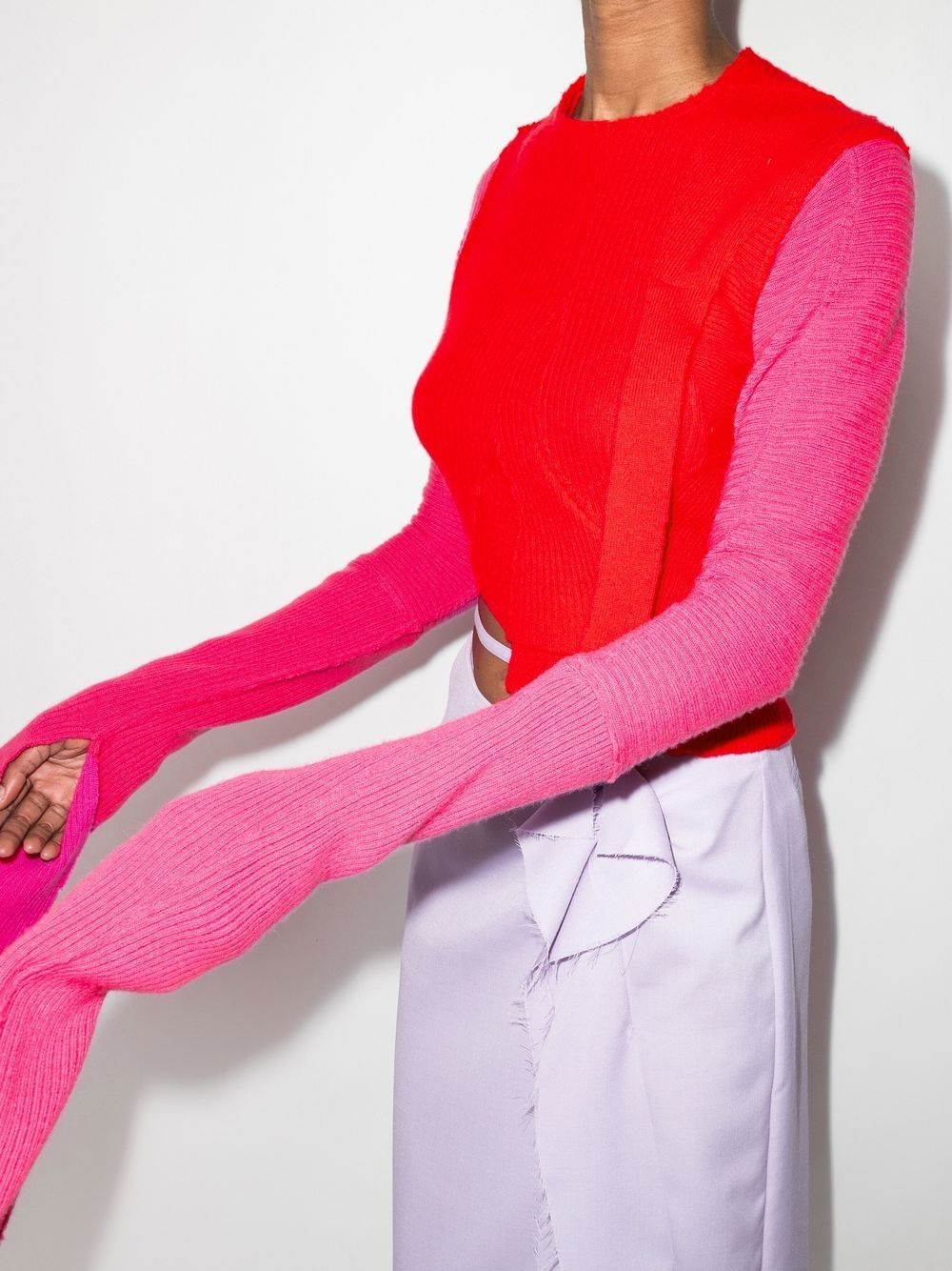 asymmetric ribbed-knit jumper - 4
