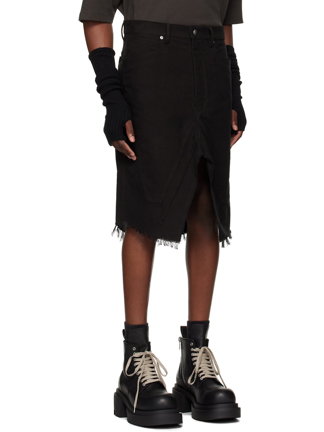 Black Porterville Slivered Denim Skirt - 2