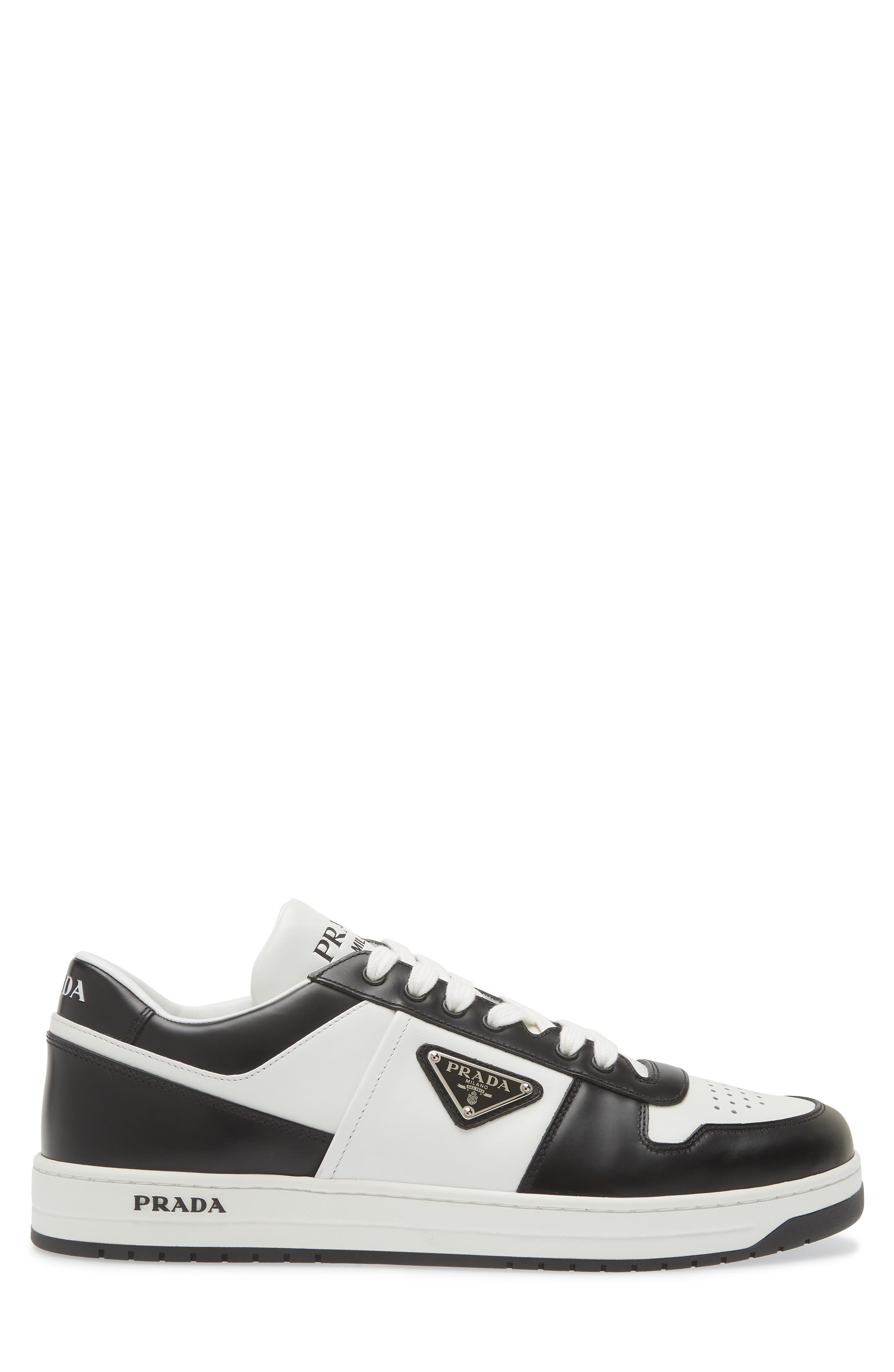 Prada Downtown Logo Low Top Sneaker in Bianco/Nero at Nordstrom - 3