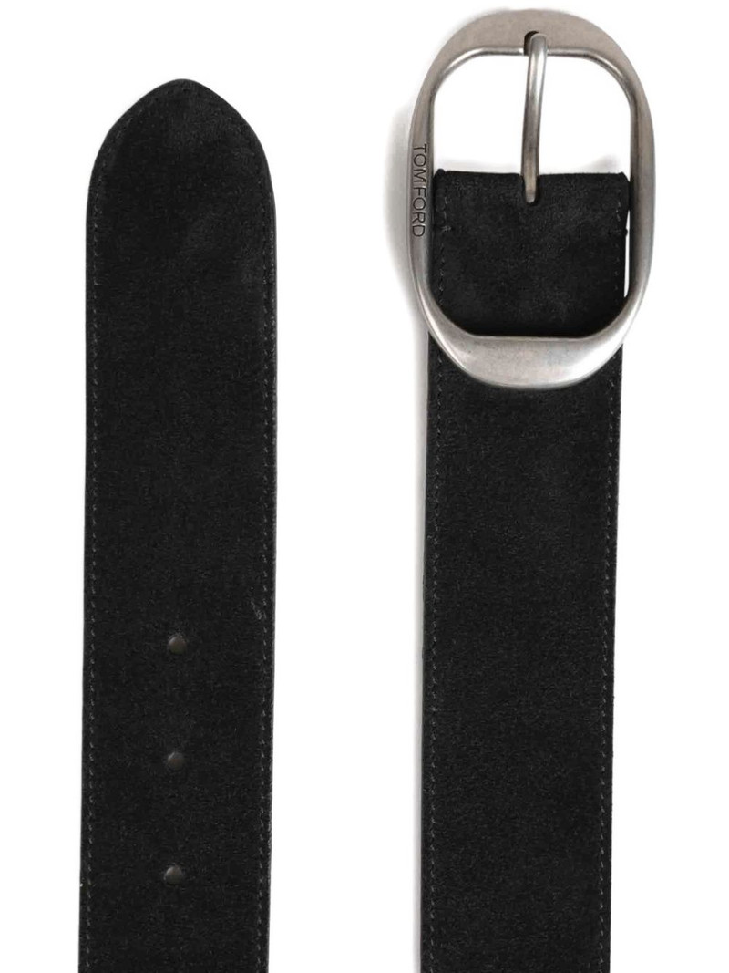 TOM FORD oval-buckle suede belt outlook