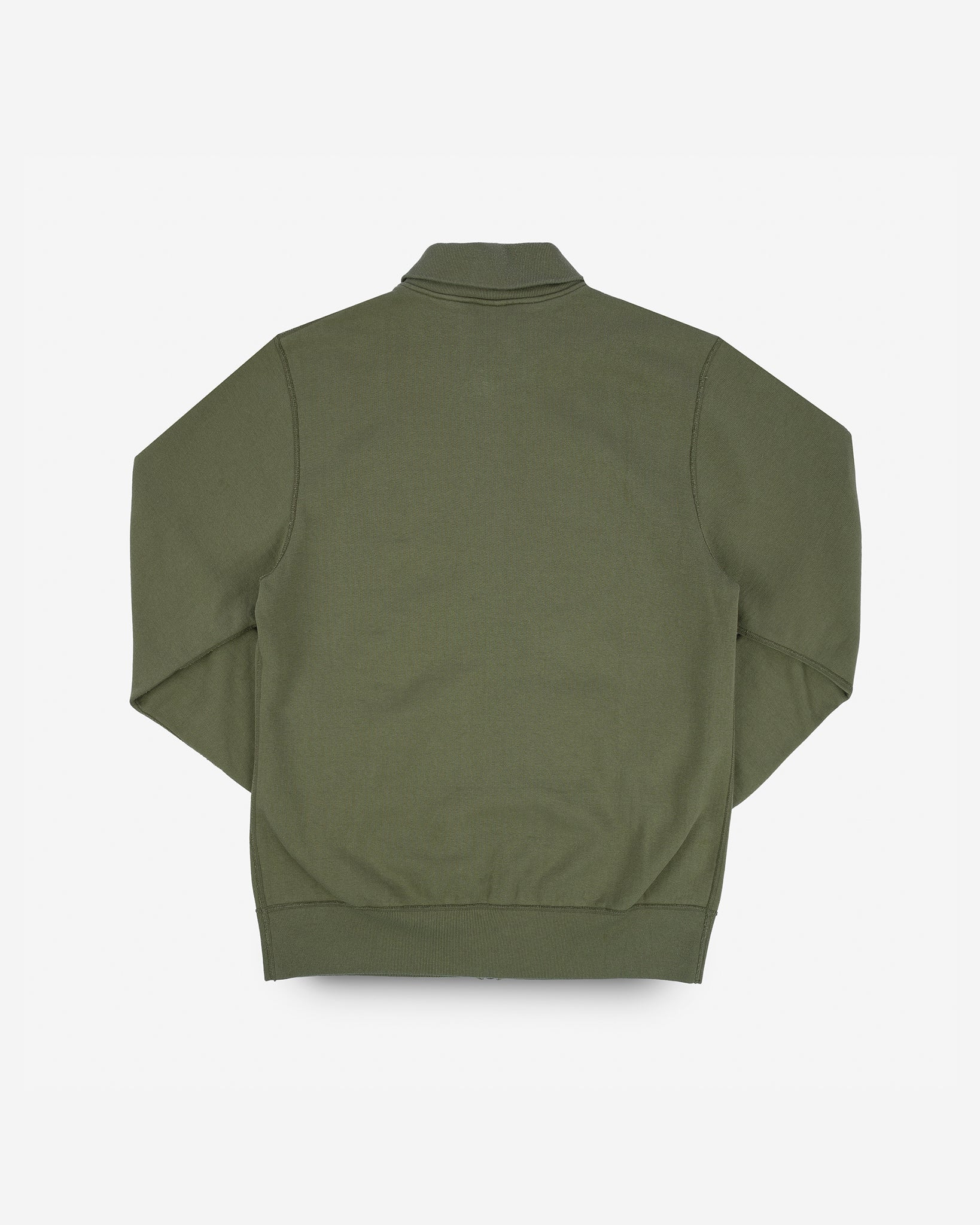 IHSW-11-OLV 14oz Ultra Heavyweight Loopwheel Cotton Zip Up Sweater - Olive Green - 5