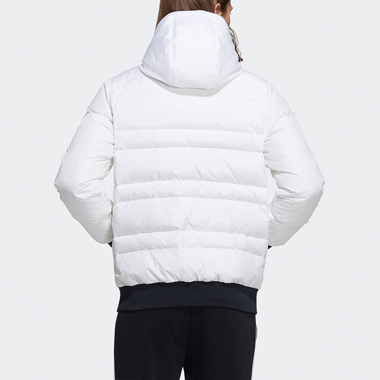 adidas neo M Dwn 3s Puf Jk Logo Printing Sports hooded down Jacket White H45269 - 3