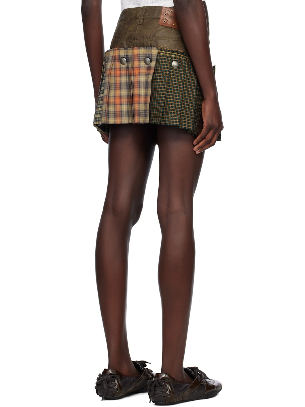 Brown Molly Micro Detachable Skort Faux-Leather Shorts - 3