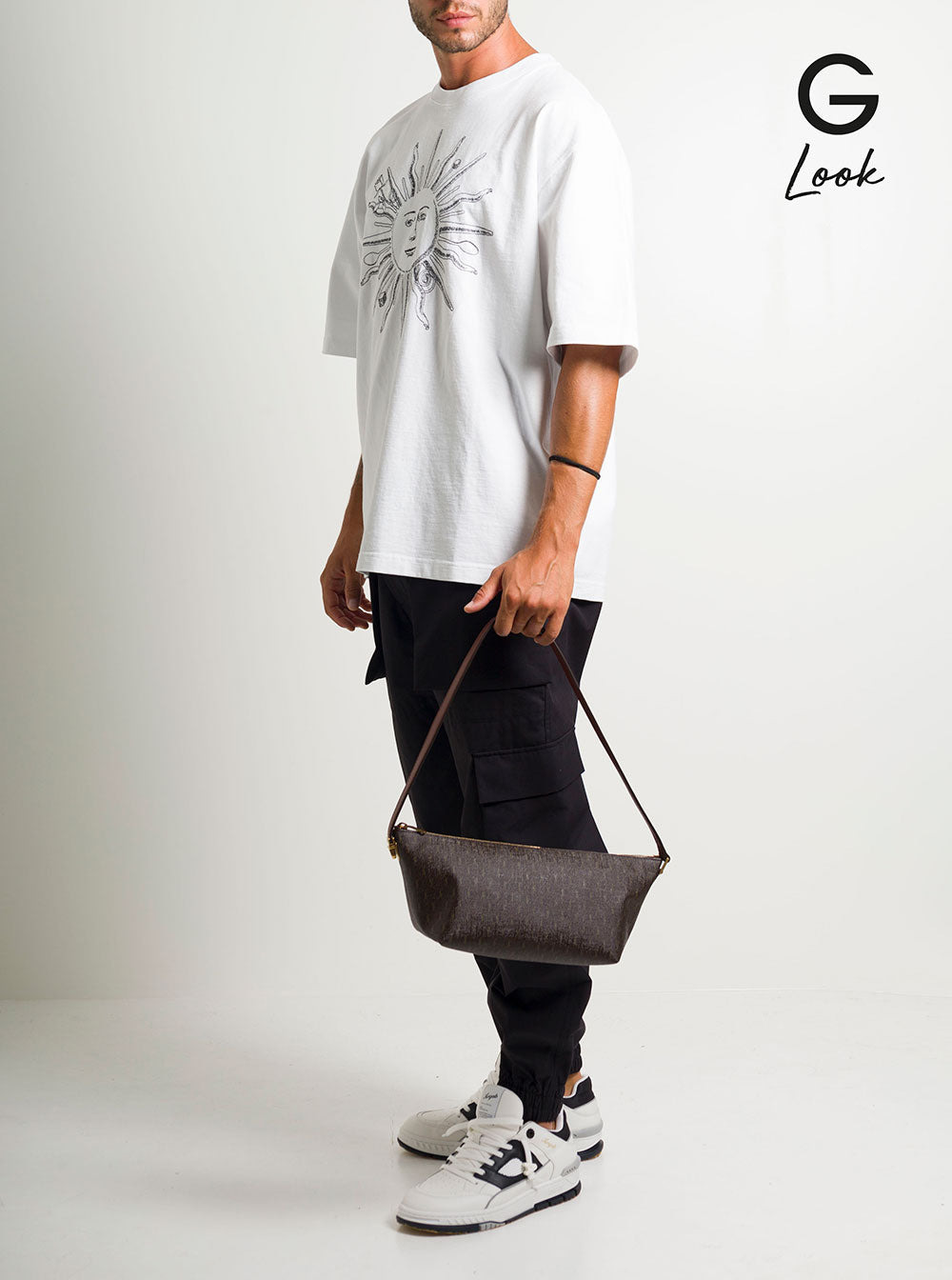 Saint Laurent Men Brown Shoulder Bag With Buckle With Embossed Logo And All-Over Cassandre Embroider - 5