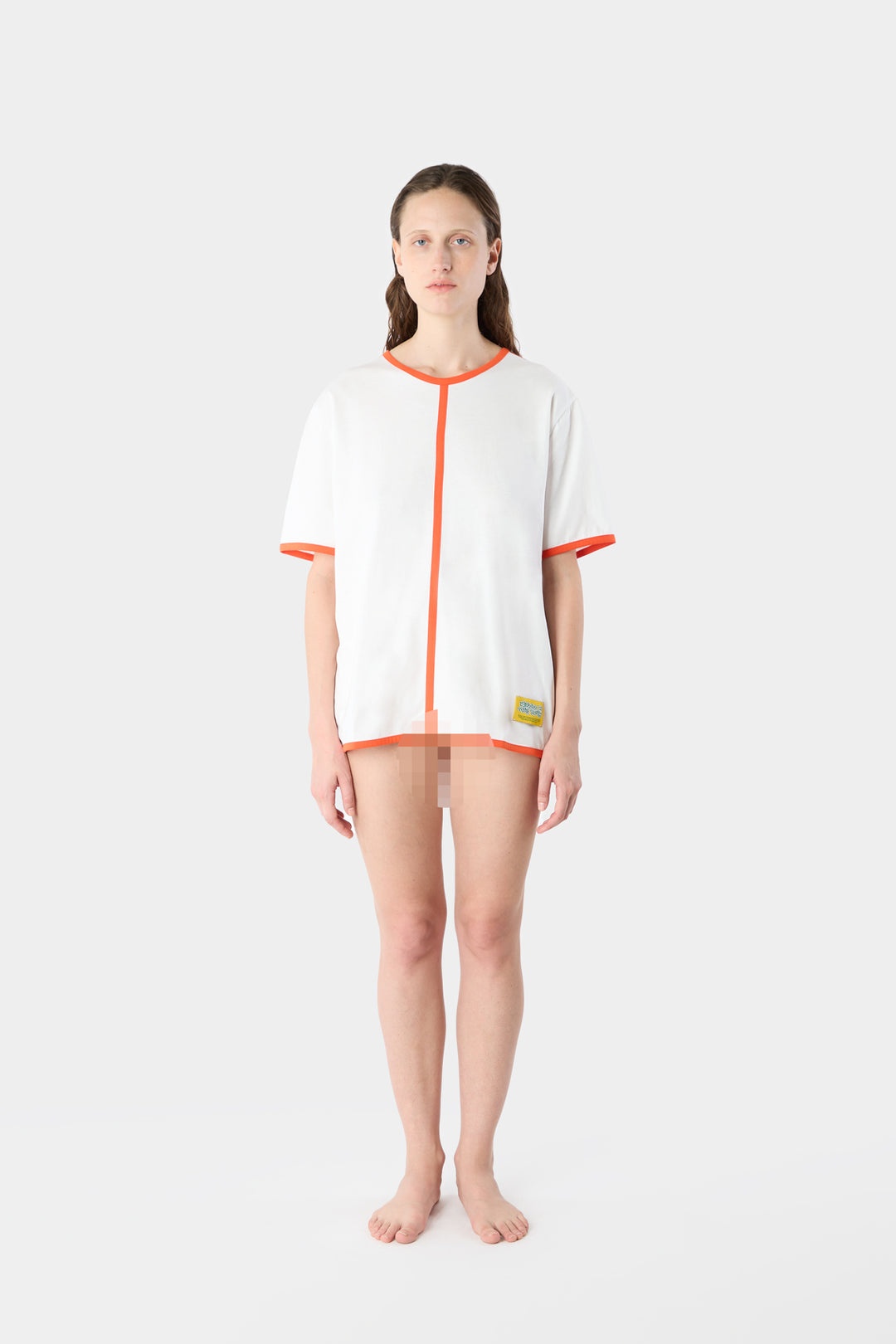 CLASSIC T-SHIRT WITH PROFILE / white & orange - 3